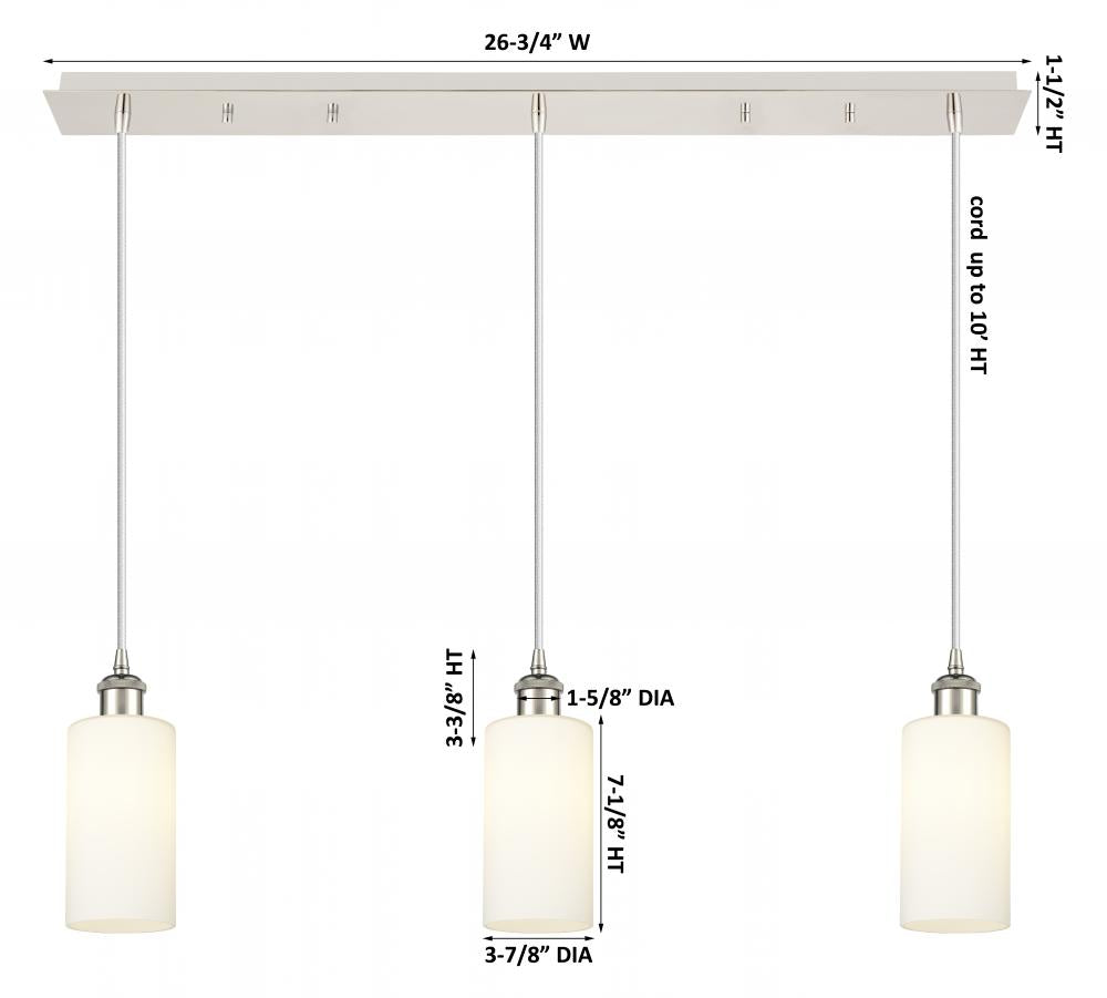 Innovations Lighting 123B-3P-PN-G434-7WH Pendant Art Deco - Damp Rated