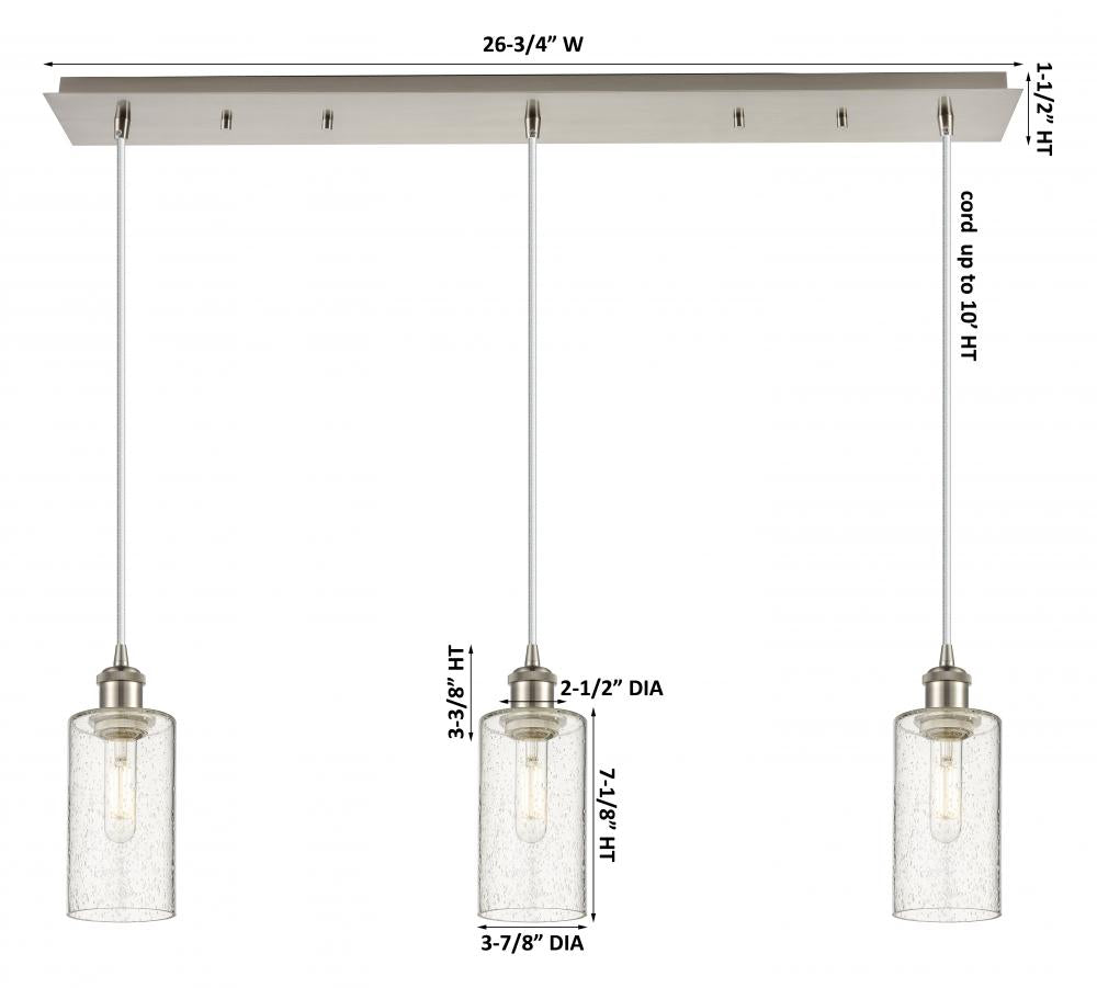 Innovations Lighting 123B-3P-SN-G434-7SDY Pendant Art Deco - Damp Rated