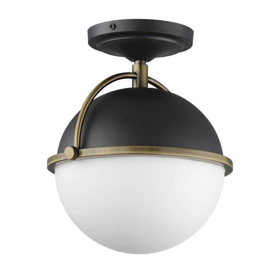 Maxim Lighting 12410SWBKWBR Duke 9.5 Inch Semi Flush Mount Light – Black/Weathered Brass