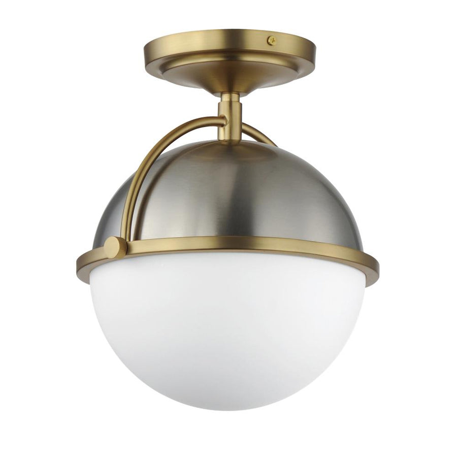 Maxim Lighting 12410SWSNSBR Duke 9.5 Inch Semi Flush Mount Light – Satin Nickel / Satin Brass