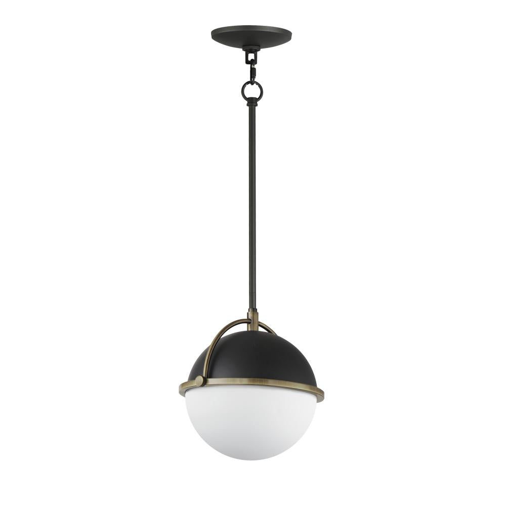 Maxim Lighting 12411SWBKWBR Duke 9.5 Inch Semi Flush Mount Light – Black/Weathered Brass