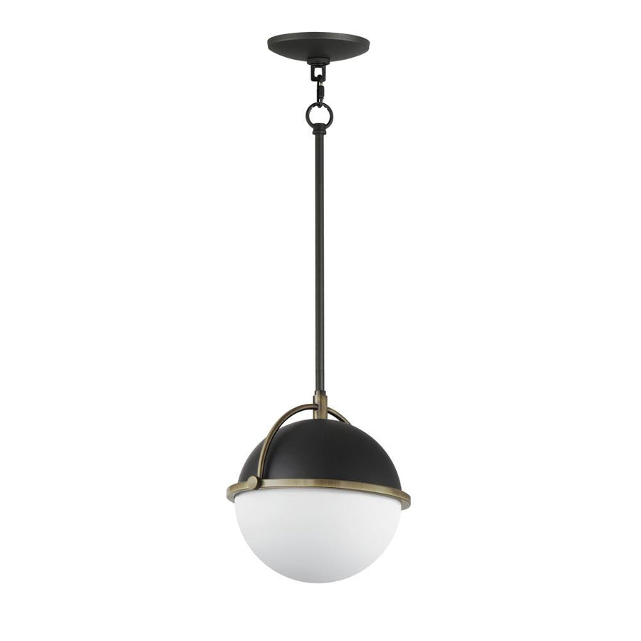 Maxim Lighting 12411SWBKWBR Duke 9.5 Inch Semi Flush Mount Light – Black/Weathered Brass