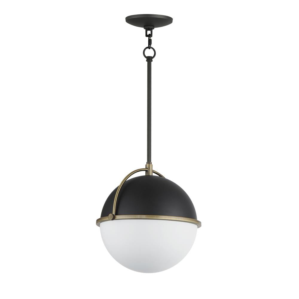 Duke 11.5 Inch Semi Flush Mount Light – Black/Weathered Brass