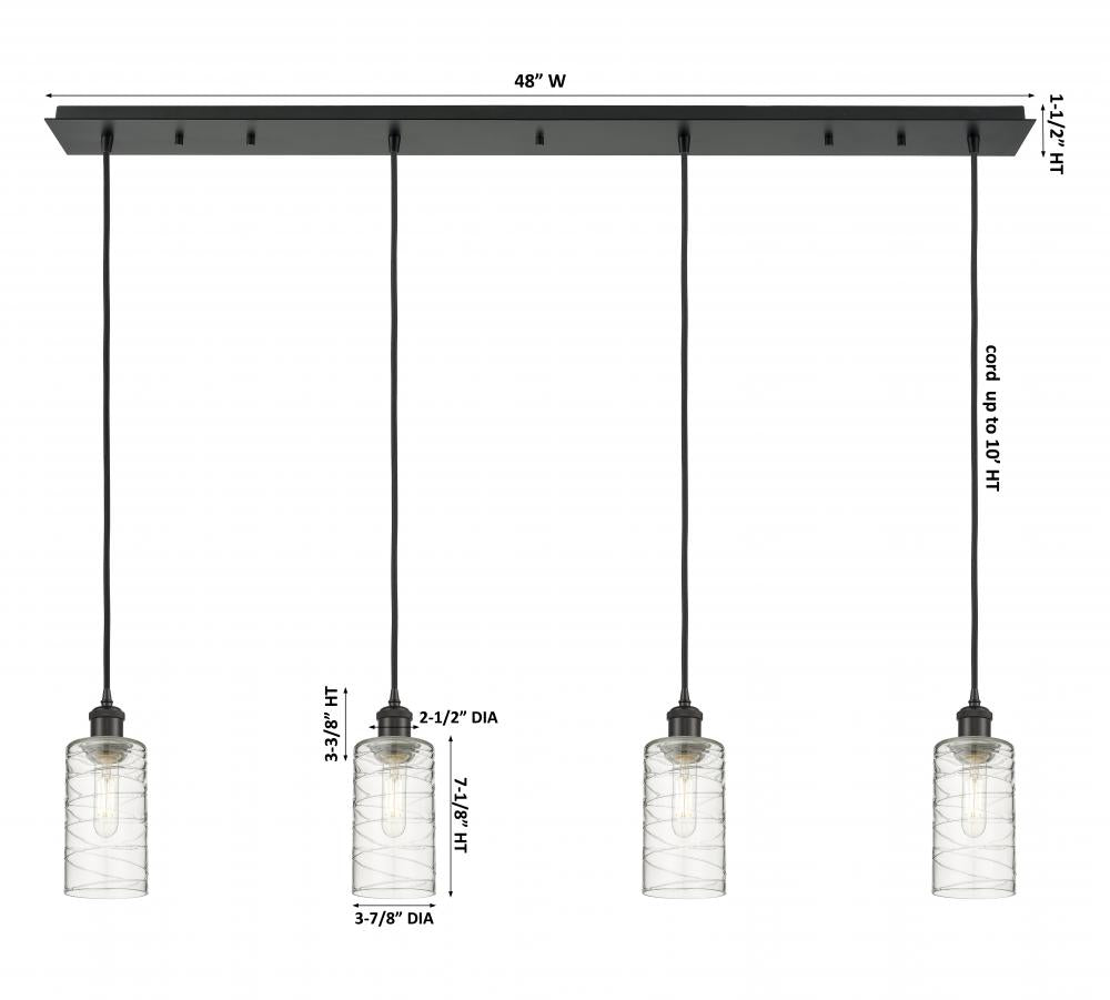 Innovations Lighting 124B-4P-BK-G434-7DE Pendant Art Deco - Damp Rated