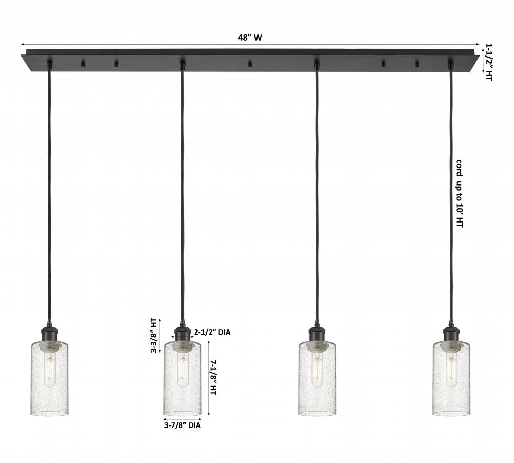 Innovations Lighting 124B-4P-BK-G434-7SDY Pendant Art Deco - Damp Rated