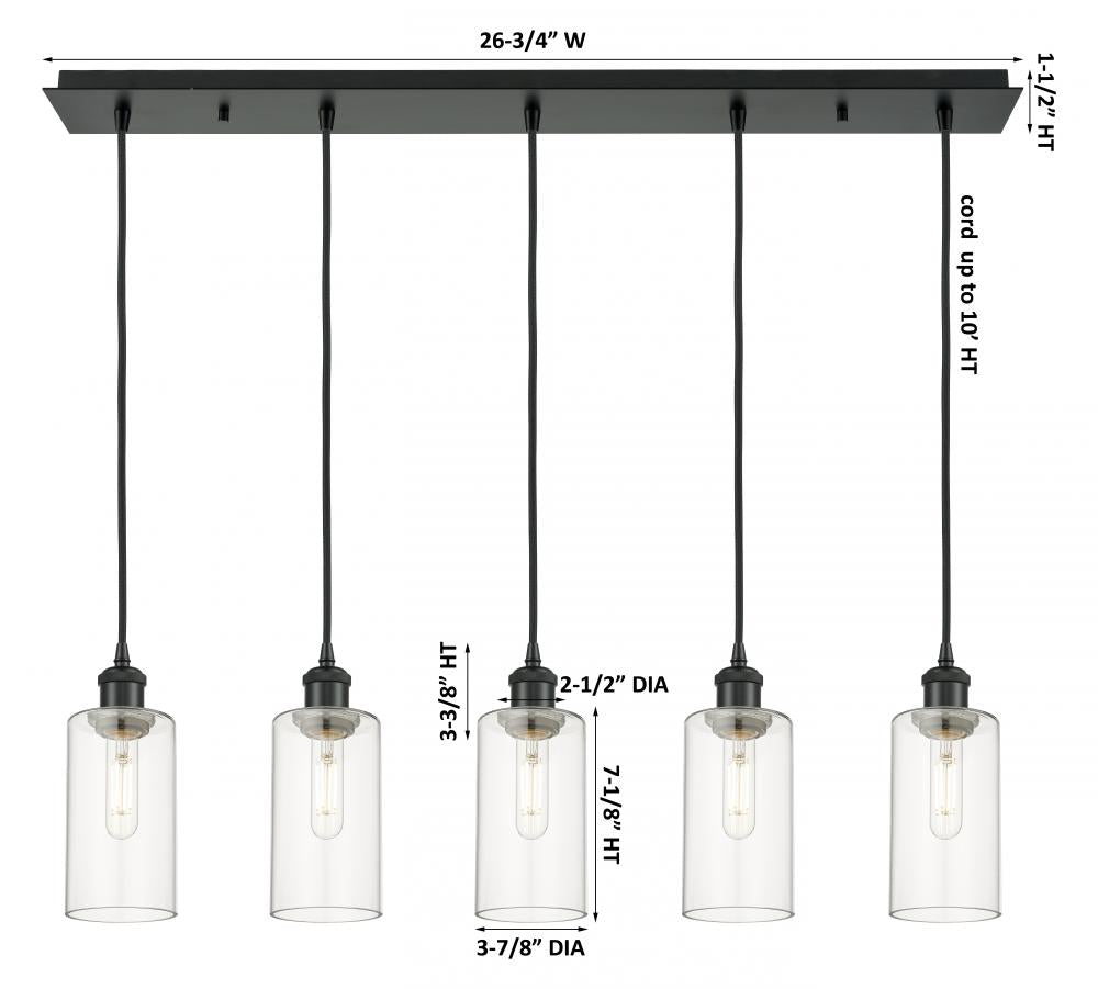 Innovations Lighting 125B-5P-BK-G434-7CL Pendant Art Deco - Damp Rated