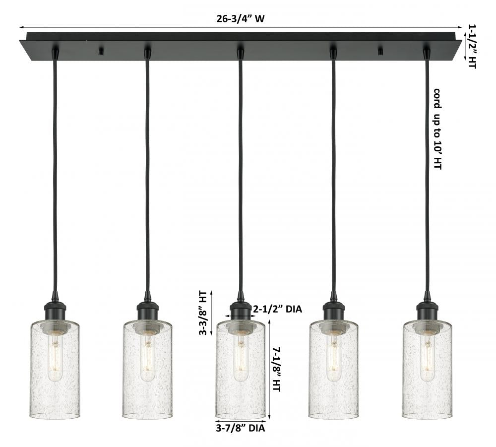 Innovations Lighting 125B-5P-BK-G434-7SDY Pendant Art Deco - Damp Rated