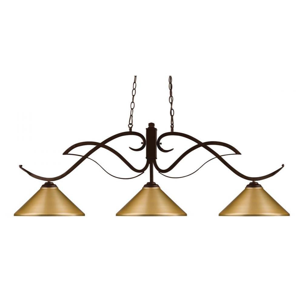 3 Light Billiard Table Light -Satin Gold