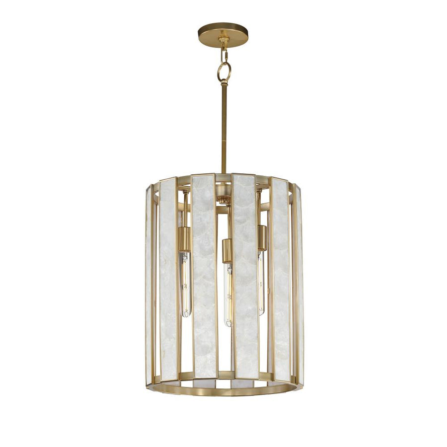 Foyer 15 Inch Chandelier – Capiz / Natural Aged Brass