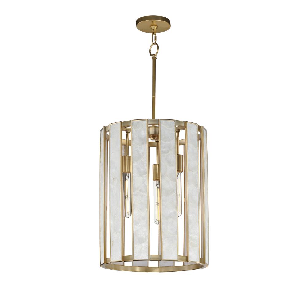 Foyer 15 Inch Chandelier – Capiz / Natural Aged Brass