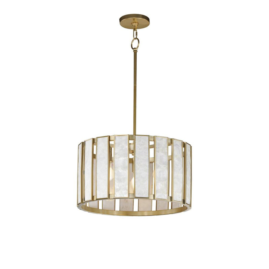 Maxim Lighting 12803CZNAB Miramar 18 Inch Semi Flush Mount Light – Capiz / Natural Aged Brass