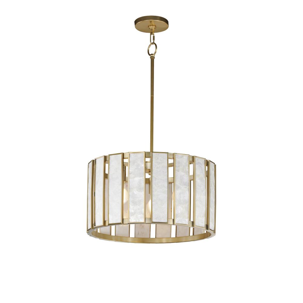 Miramar 18 Inch Semi Flush Mount Light – Capiz / Natural Aged Brass