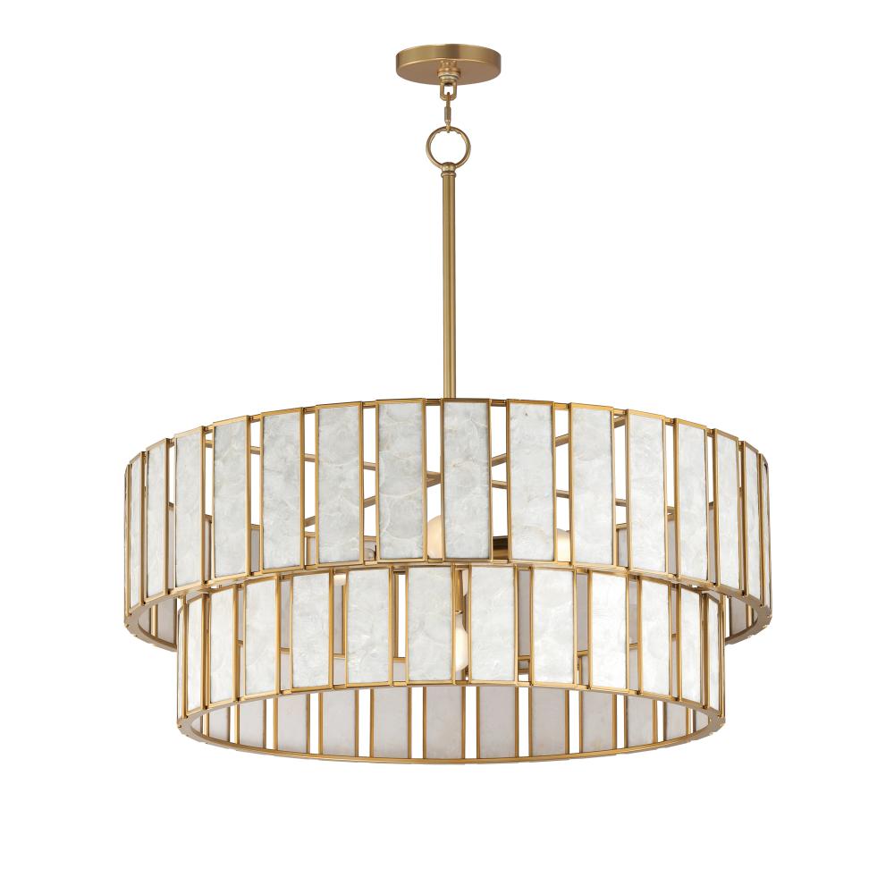 Miramar 32.75 Inch Chandelier – Capiz / Natural Aged Brass