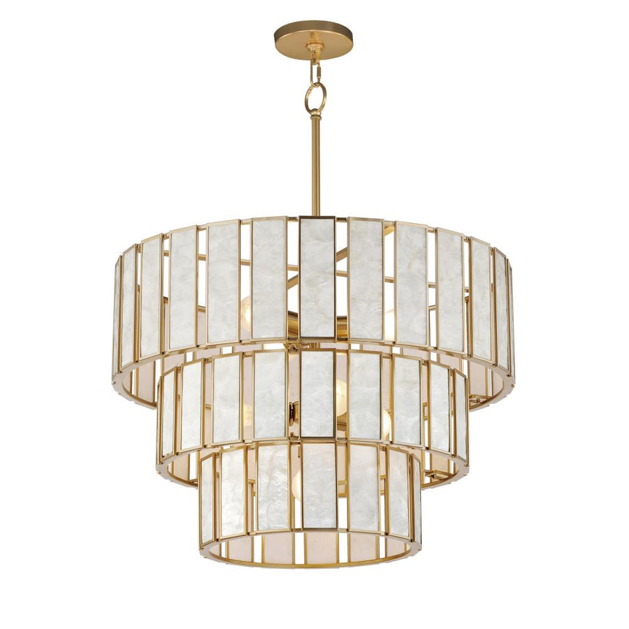 Miramar 25.75 Inch Chandelier – Capiz / Natural Aged Brass
