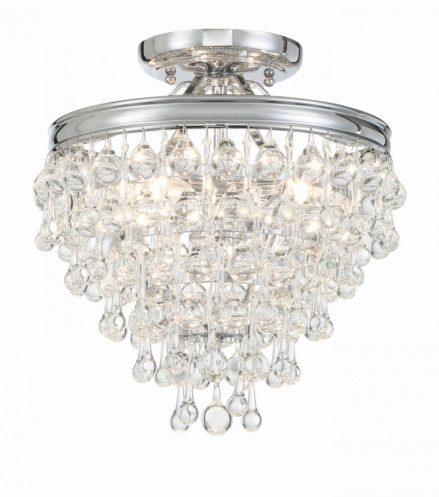 Crystorama 130-CH_CEILING Calypso 3 Light Crystal Teardrop Semi Flush Mount, UL Damp Rated, Polished Chrome
