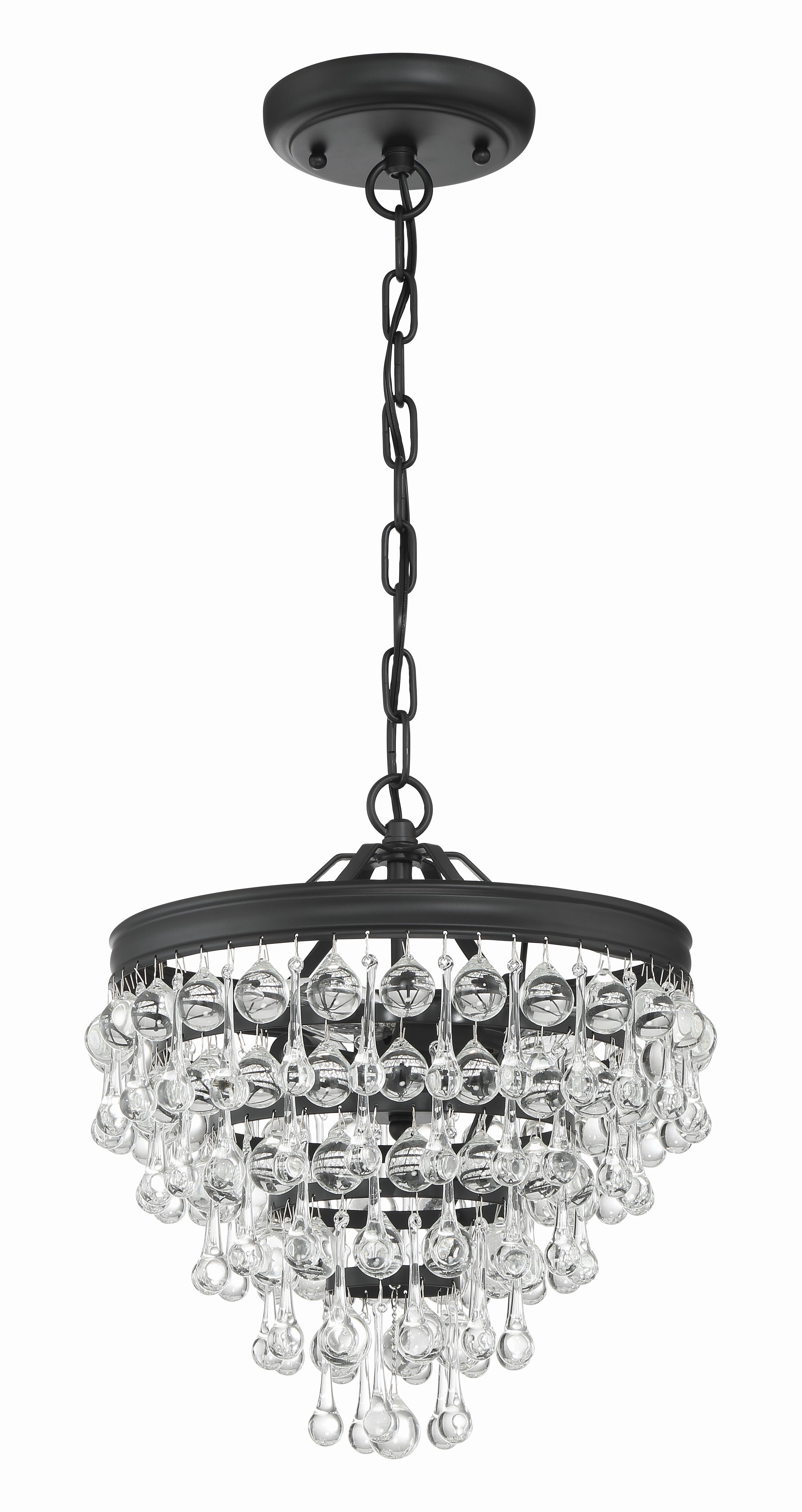 Crystorama Calypso 130-MK – 13 Inch – 3 Light – Pendant Light – Matte Black – Damp Rated