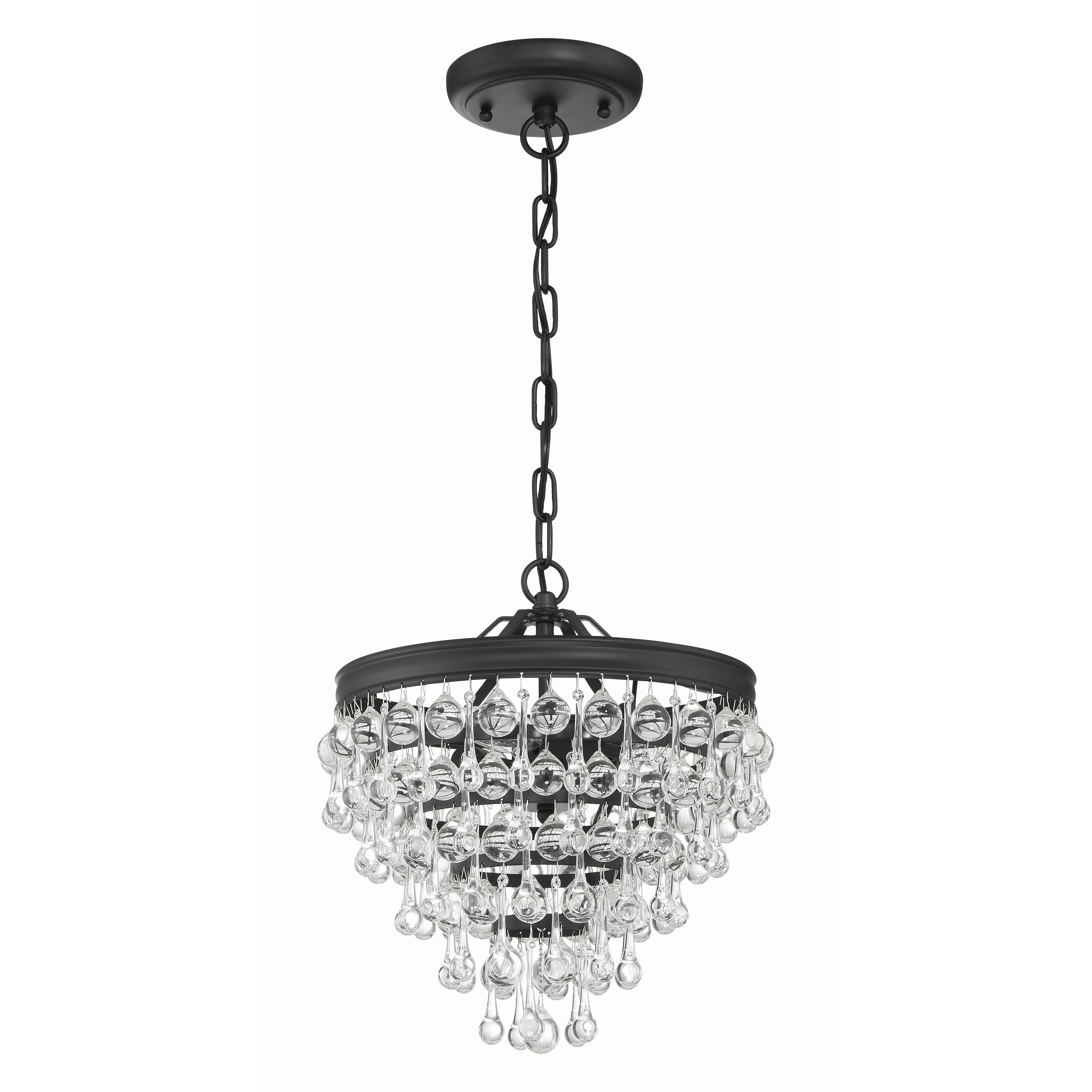 Crystorama Calypso 130-MK – 13 Inch – 3 Light – Pendant Light – Matte Black – Damp Rated