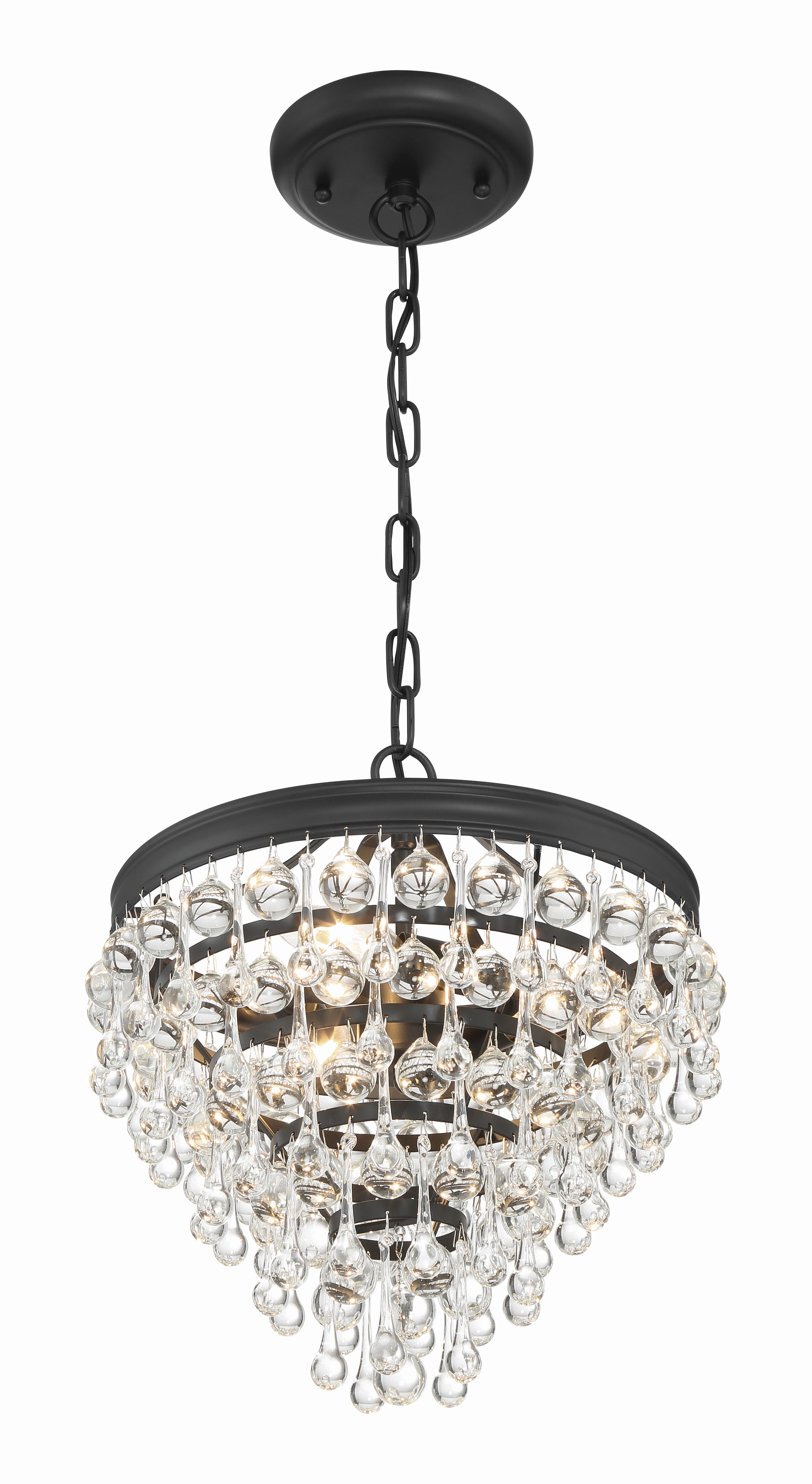 Crystorama Calypso 130-MK – 13 Inch – 3 Light – Pendant Light – Matte Black – Damp Rated