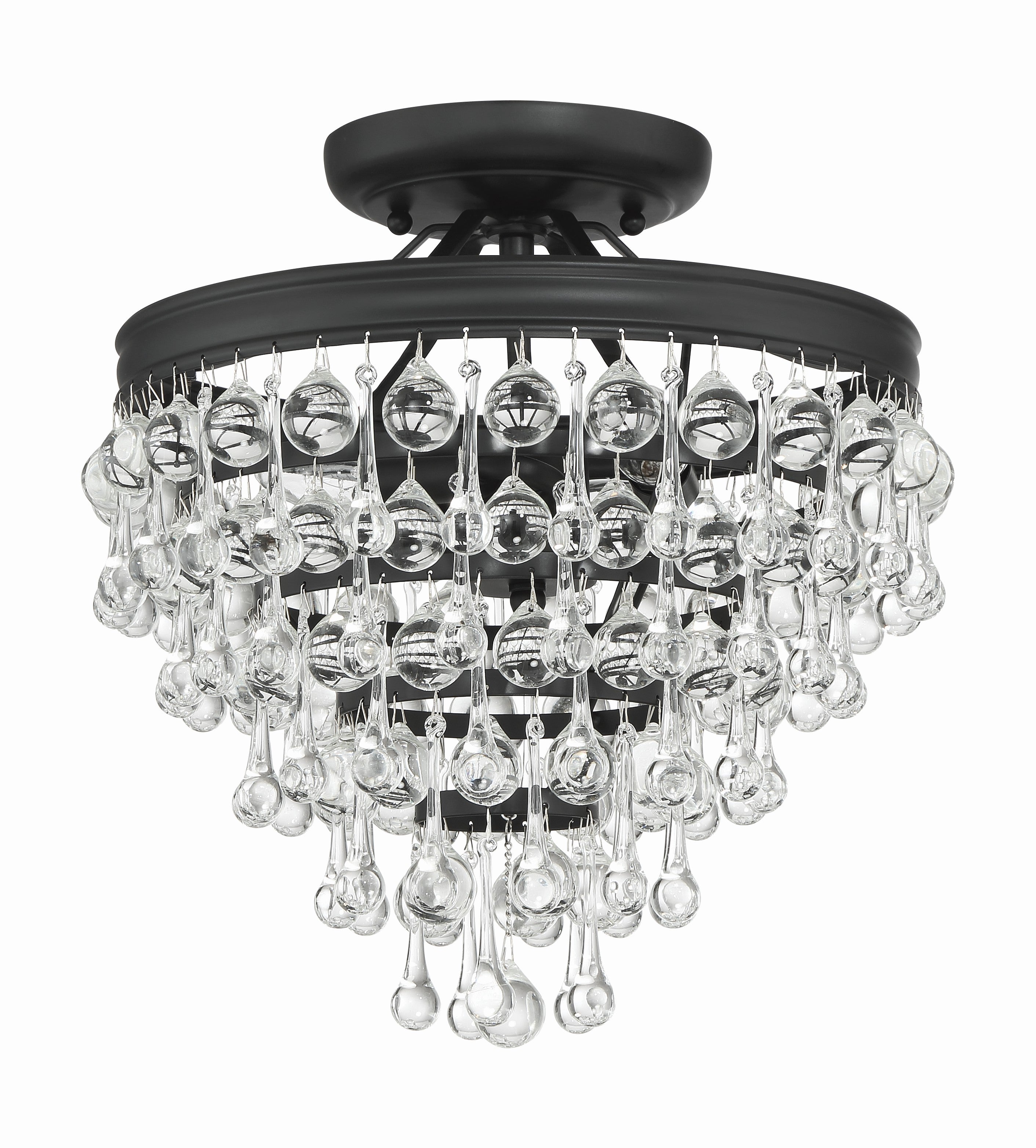Crystorama Calypso 130-MK_CEILING – 13 Inch – 3 Light – Semi Flush Mount Light – Matte Black – Damp Rated