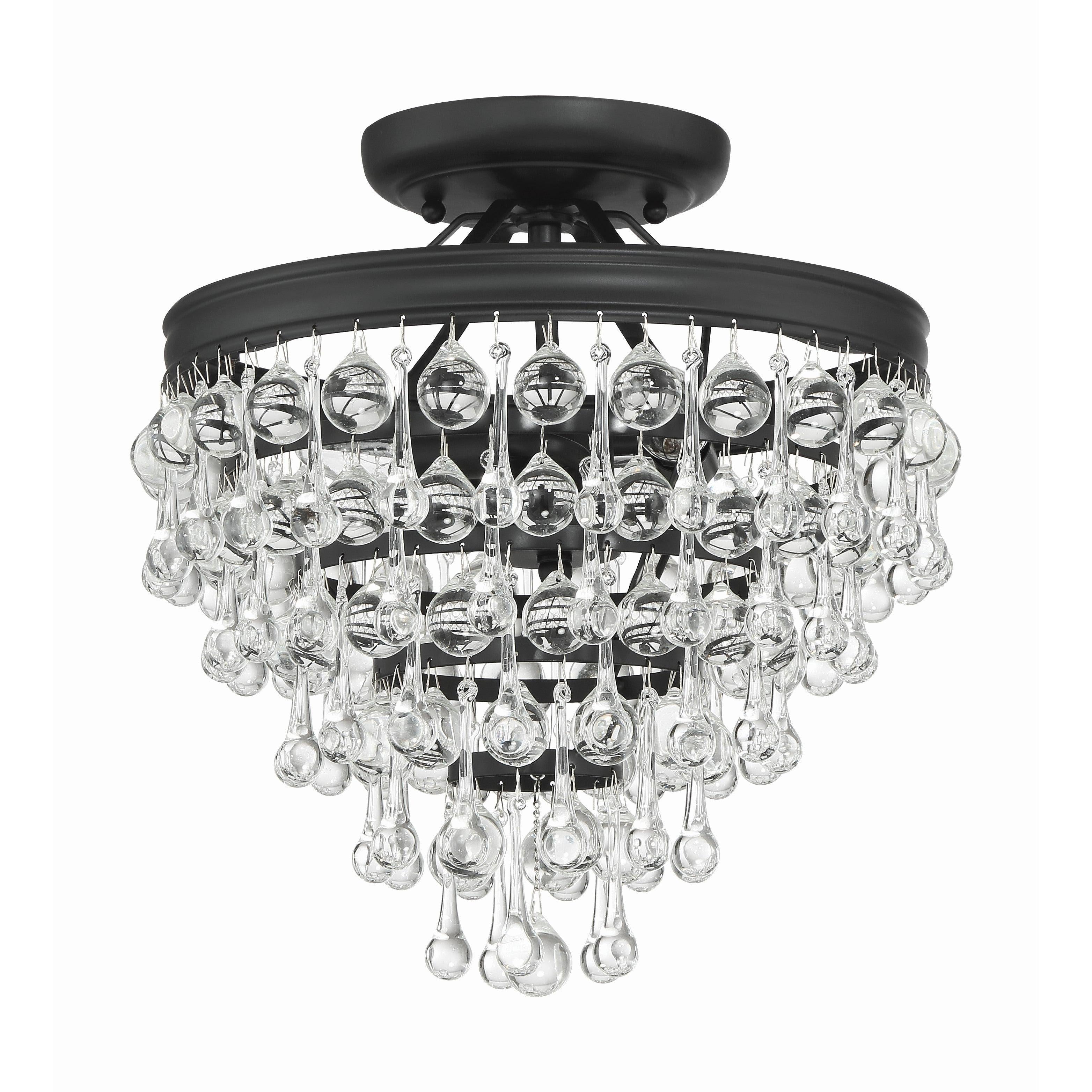 Crystorama Calypso 130-MK_CEILING – 13 Inch – 3 Light – Semi Flush Mount Light – Matte Black – Damp Rated