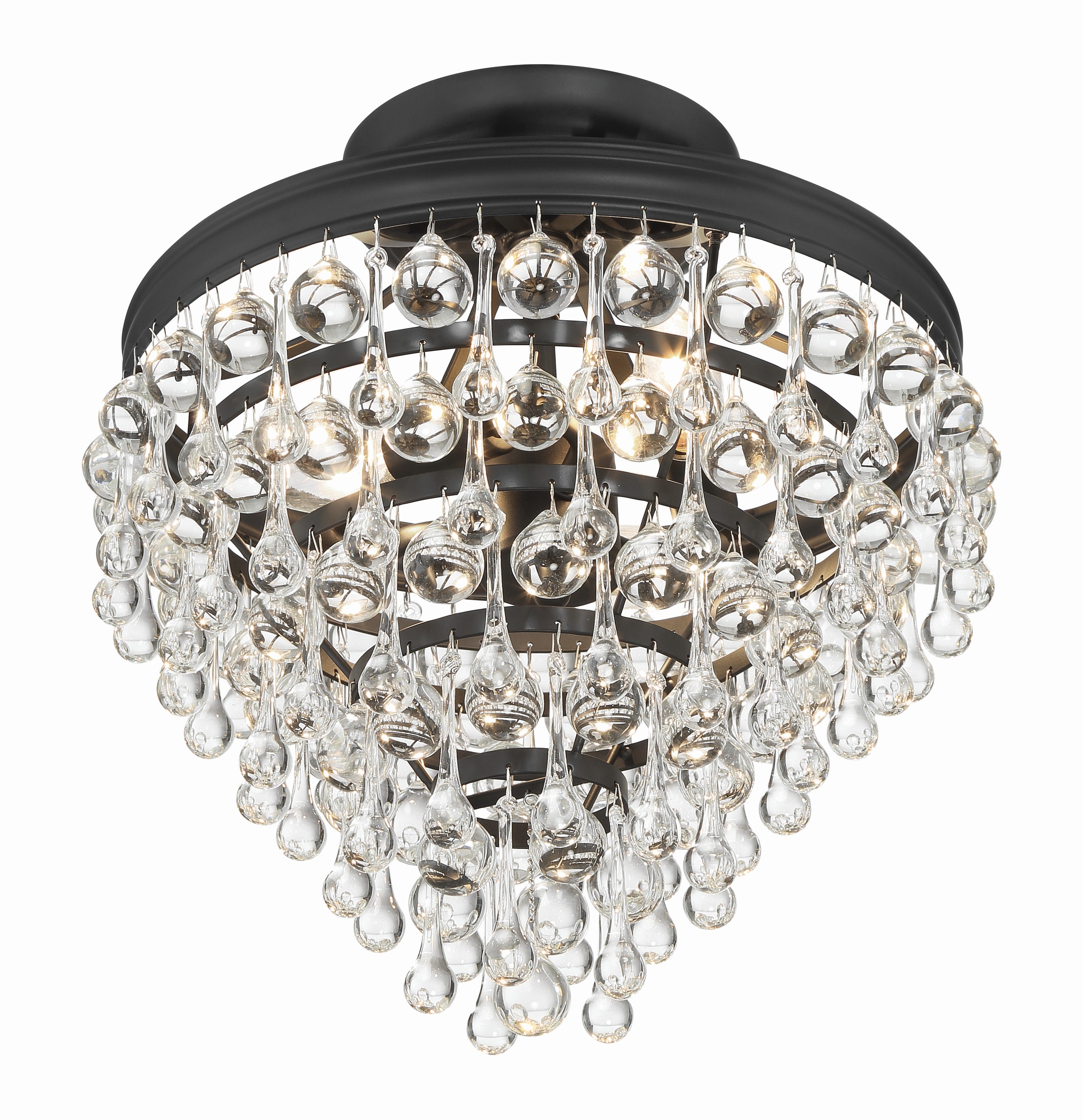 Crystorama Calypso 130-MK_CEILING – 13 Inch – 3 Light – Semi Flush Mount Light – Matte Black – Damp Rated