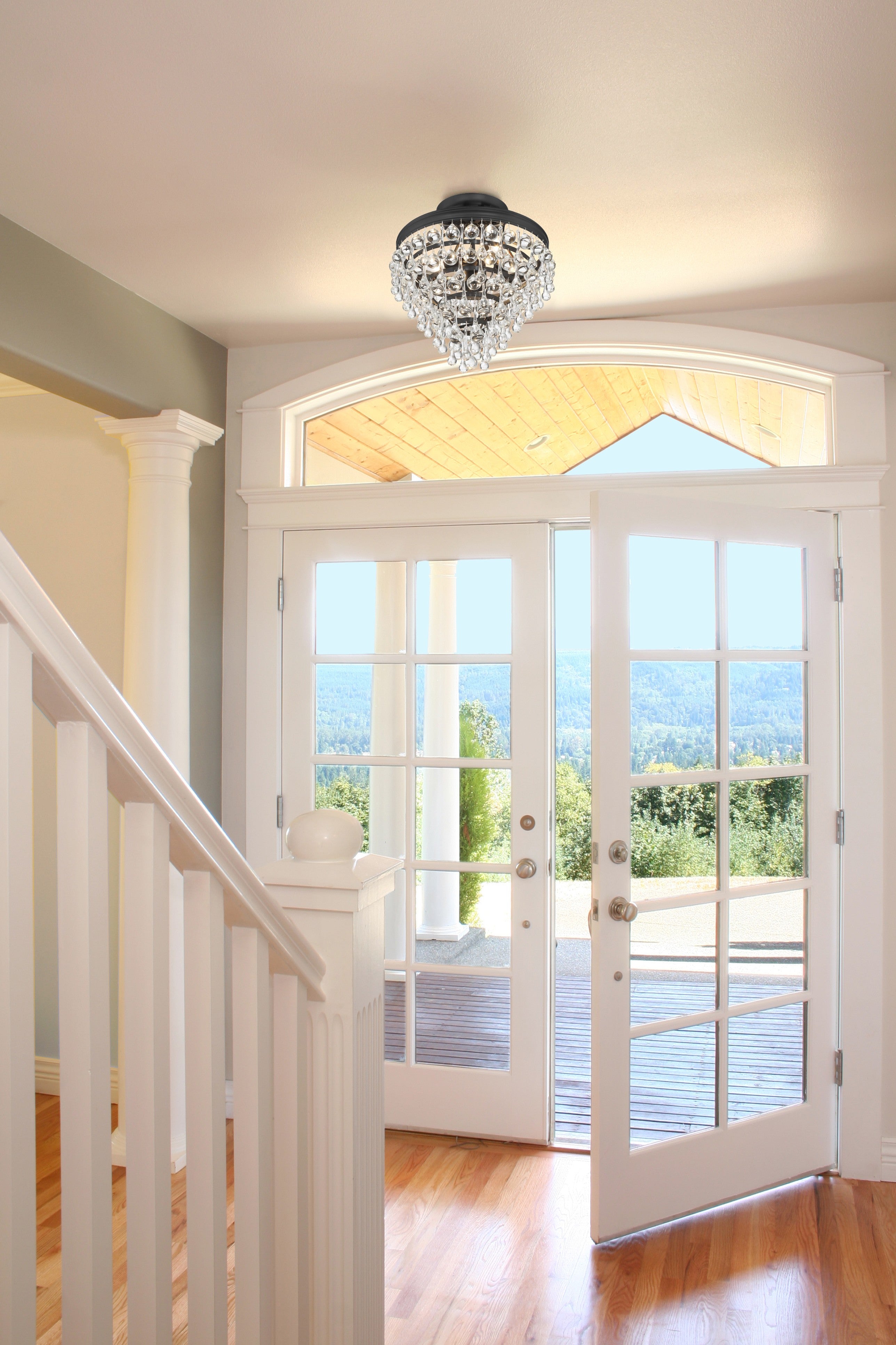 Crystorama Calypso 130-MK_CEILING – 13 Inch – 3 Light – Semi Flush Mount Light – Matte Black – Damp Rated