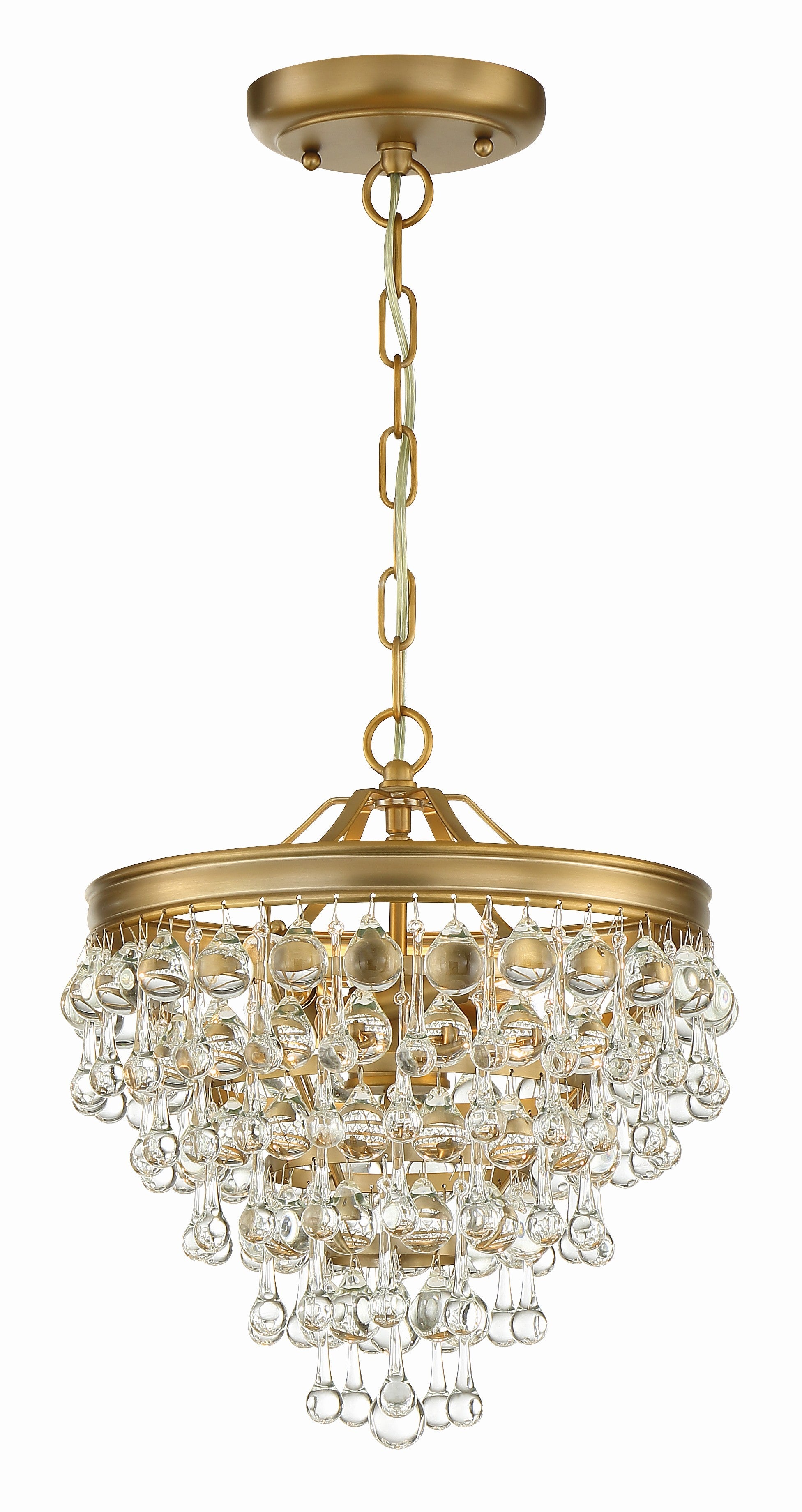 Crystorama Calypso 130-VG – 13 Inch – 3 Light – Pendant Light – Vibrant Gold – Damp Rated