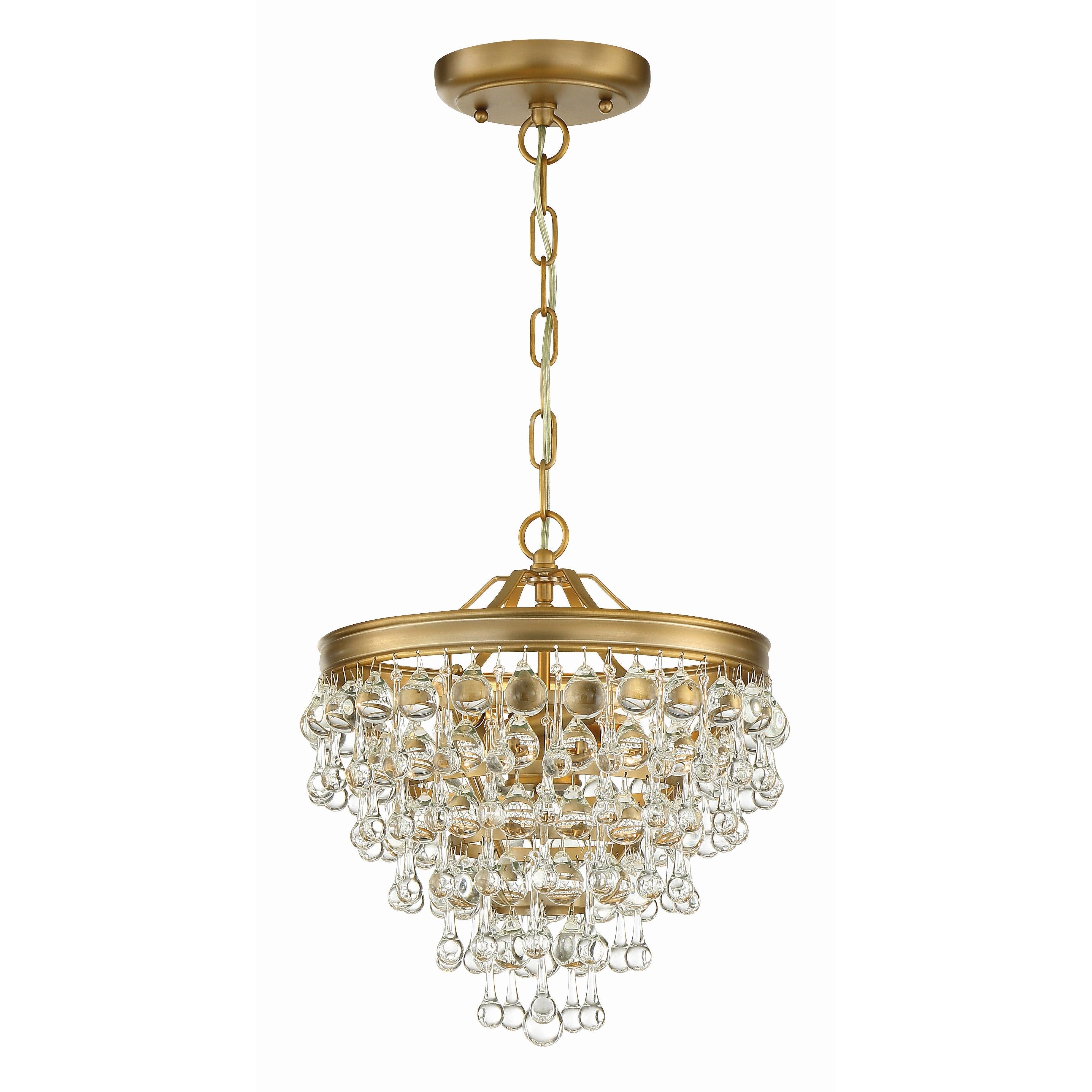 Crystorama Calypso 130-VG – 13 Inch – 3 Light – Pendant Light – Vibrant Gold – Damp Rated