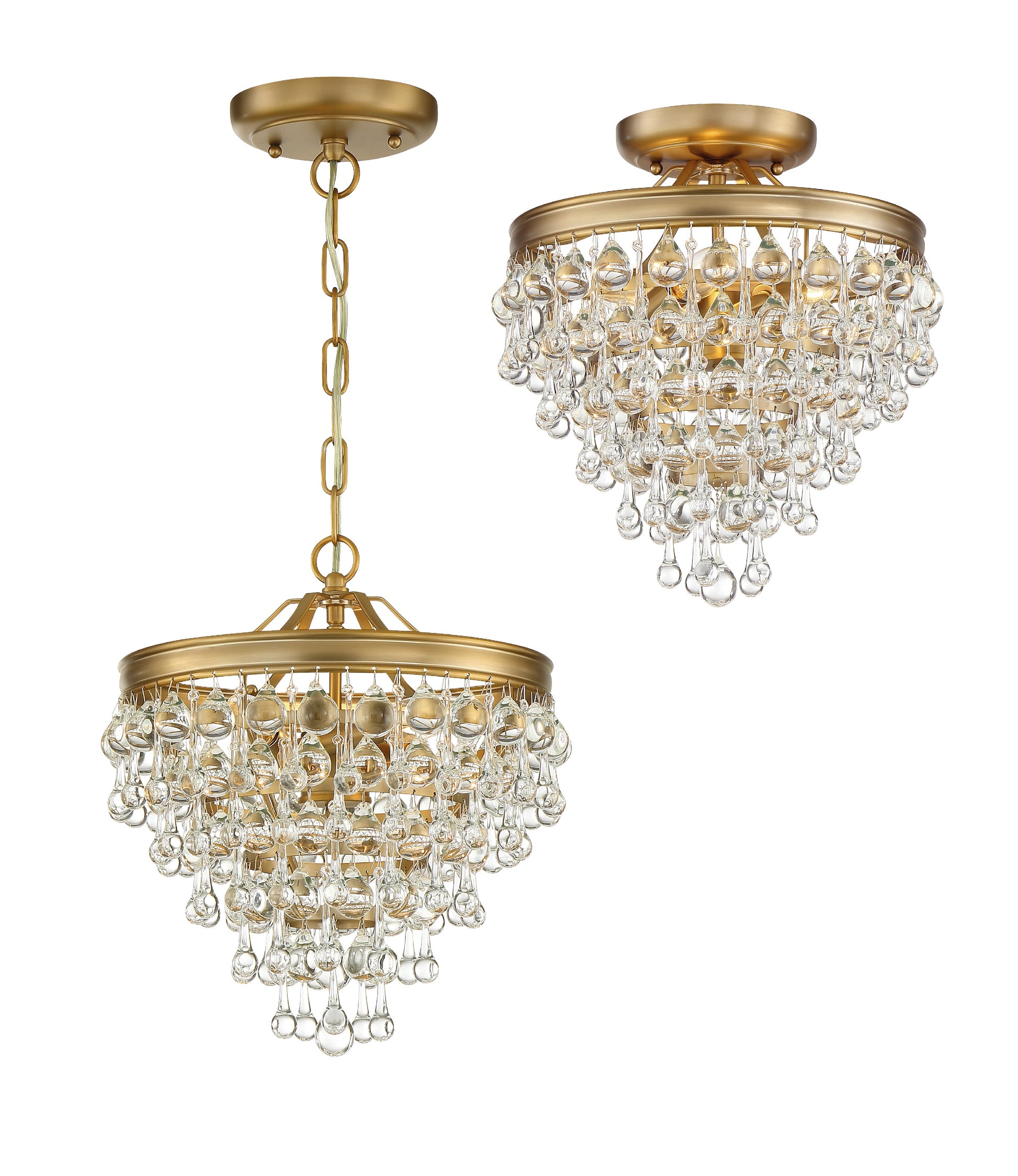 Crystorama Calypso 130-VG – 13 Inch – 3 Light – Pendant Light – Vibrant Gold – Damp Rated
