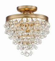 Crystorama Calypso 130-VG_CEILING – 13 Inch – 3 Light – Semi Flush Mount Light – Vibrant Gold – Damp Rated