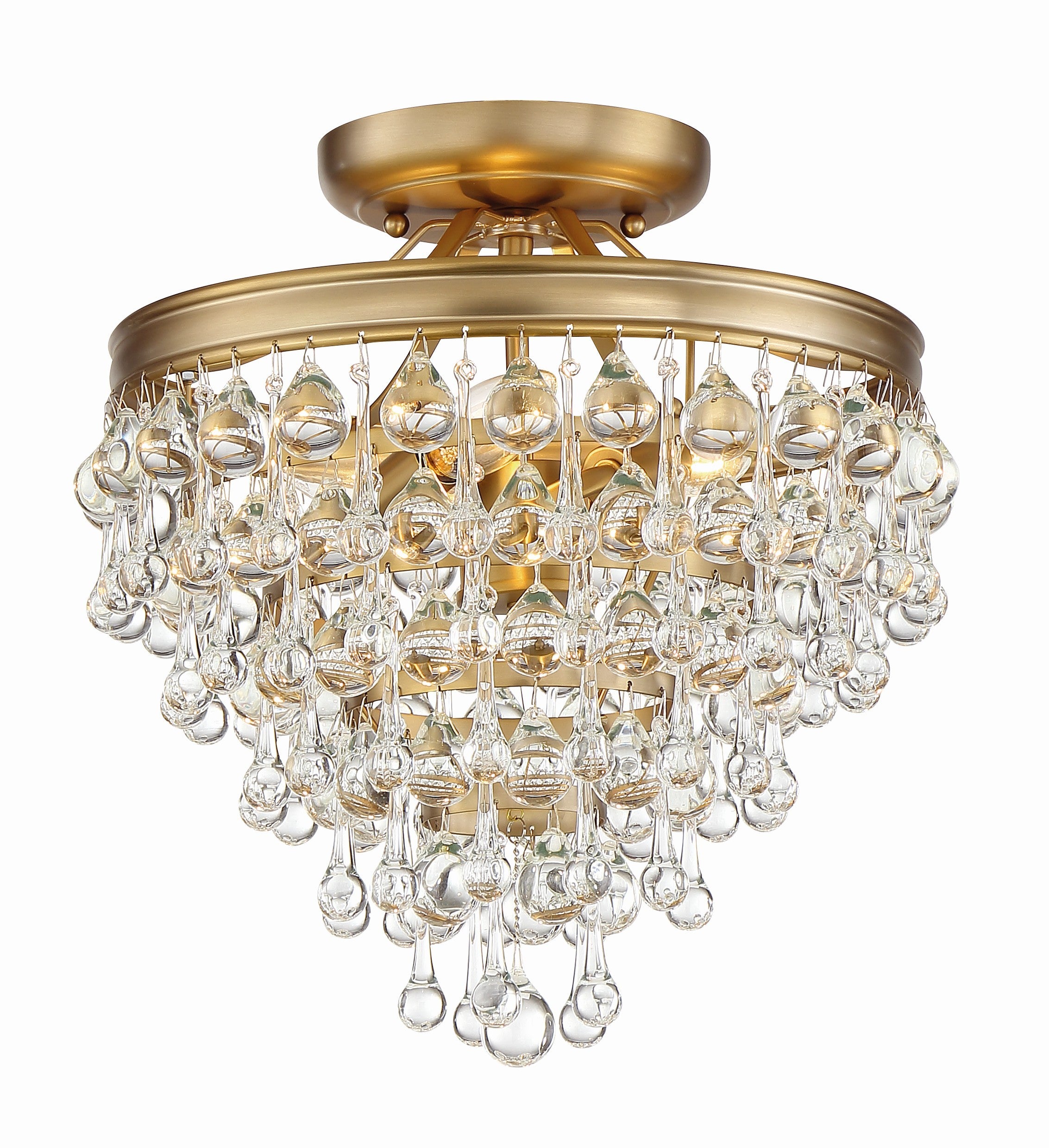 Crystorama Calypso 130-VG_CEILING – 13 Inch – 3 Light – Semi Flush Mount Light – Vibrant Gold – Damp Rated