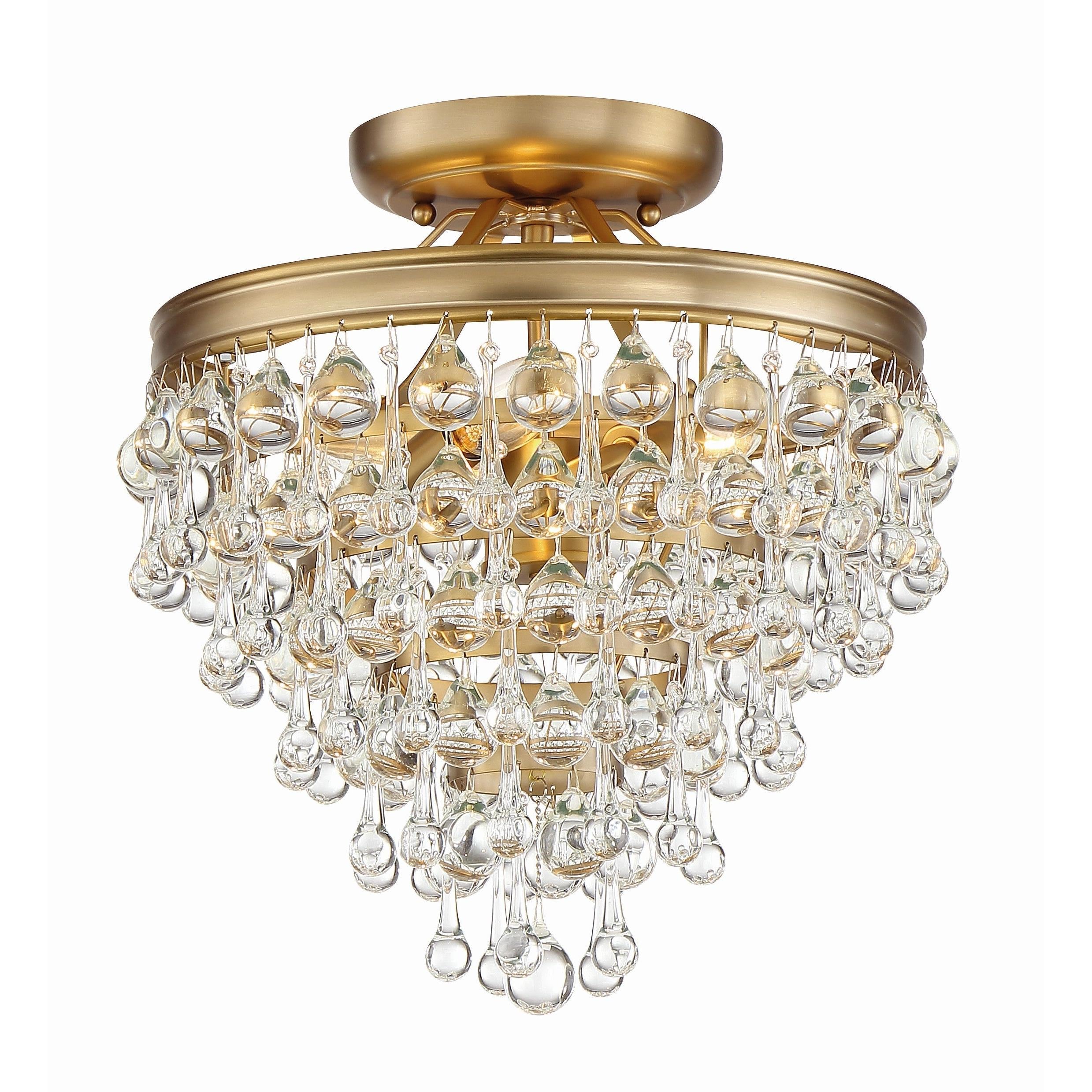 Crystorama Calypso 130-VG_CEILING – 13 Inch – 3 Light – Semi Flush Mount Light – Vibrant Gold – Damp Rated