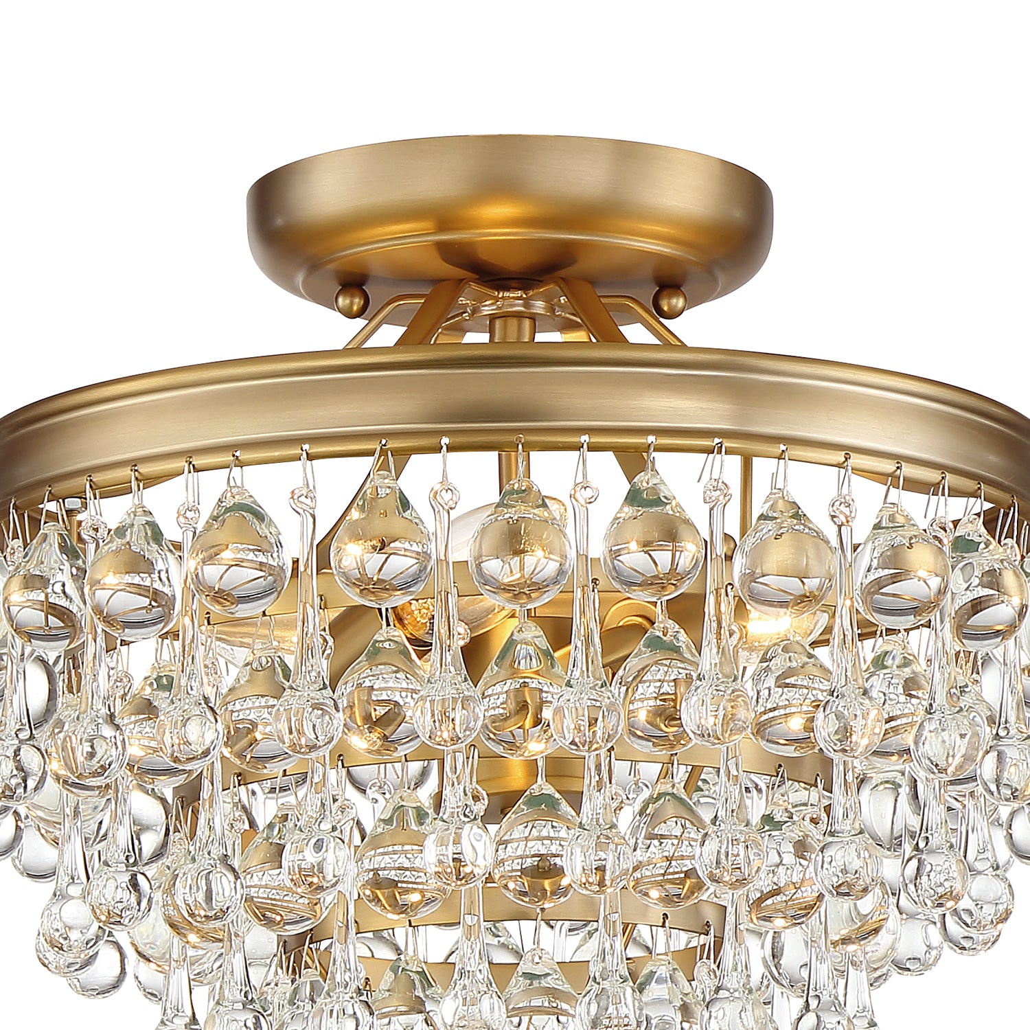 Crystorama Calypso 130-VG_CEILING – 13 Inch – 3 Light – Semi Flush Mount Light – Vibrant Gold – Damp Rated