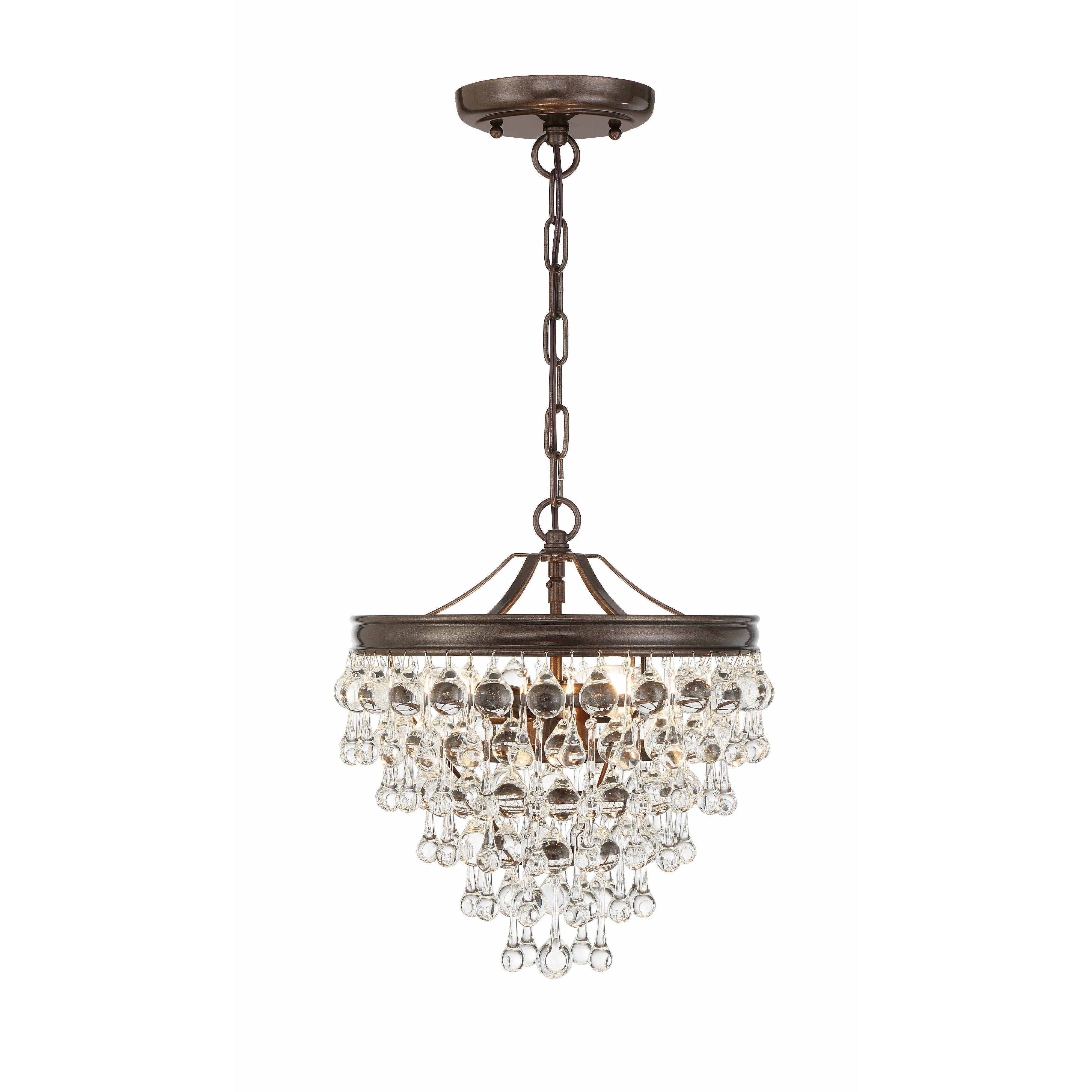 Crystorama Calypso 130-VZ – 13 Inch – 3 Light – Pendant Light – Vibrant Bronze – Damp Rated