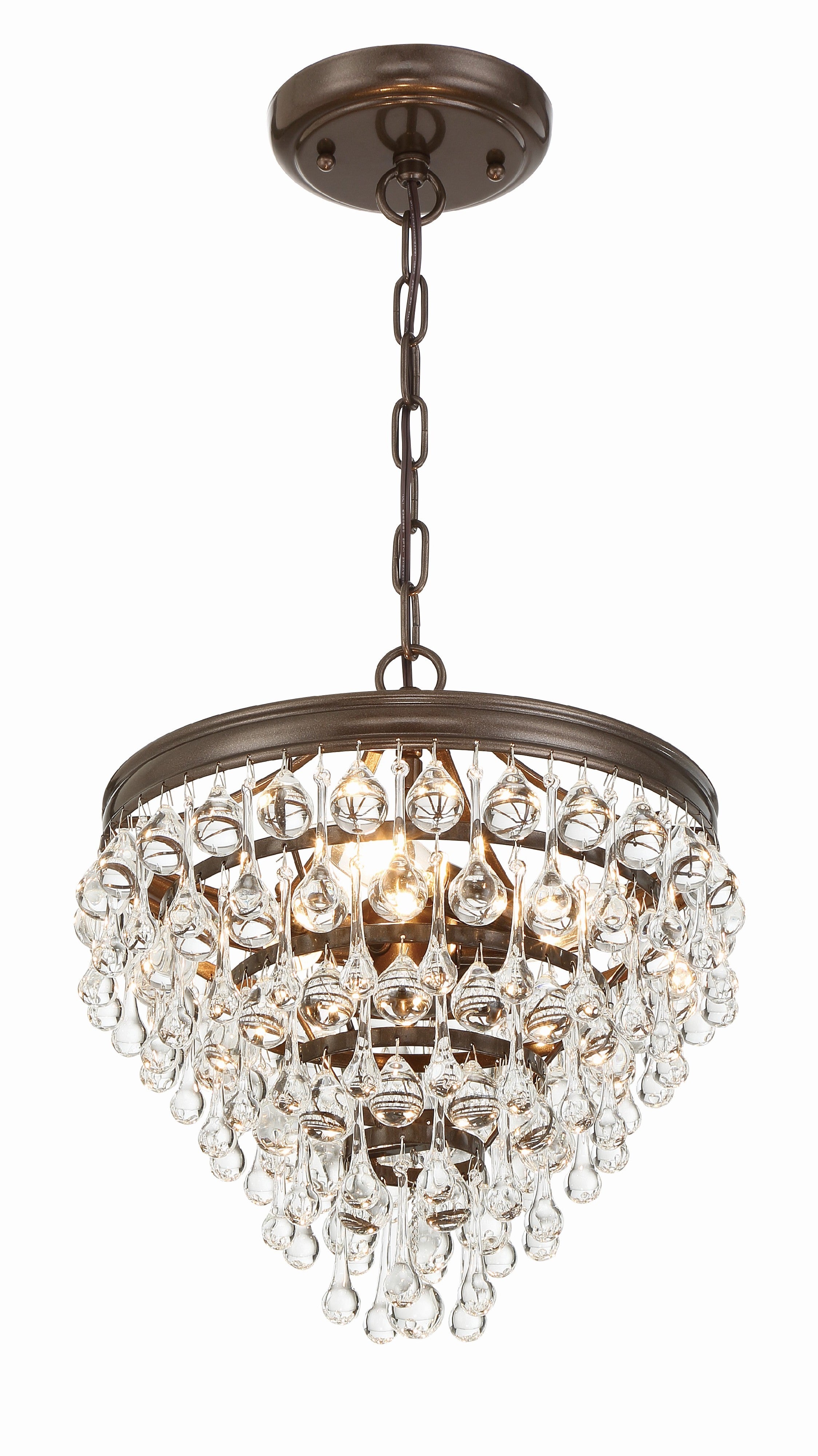 Crystorama Calypso 130-VZ – 13 Inch – 3 Light – Pendant Light – Vibrant Bronze – Damp Rated