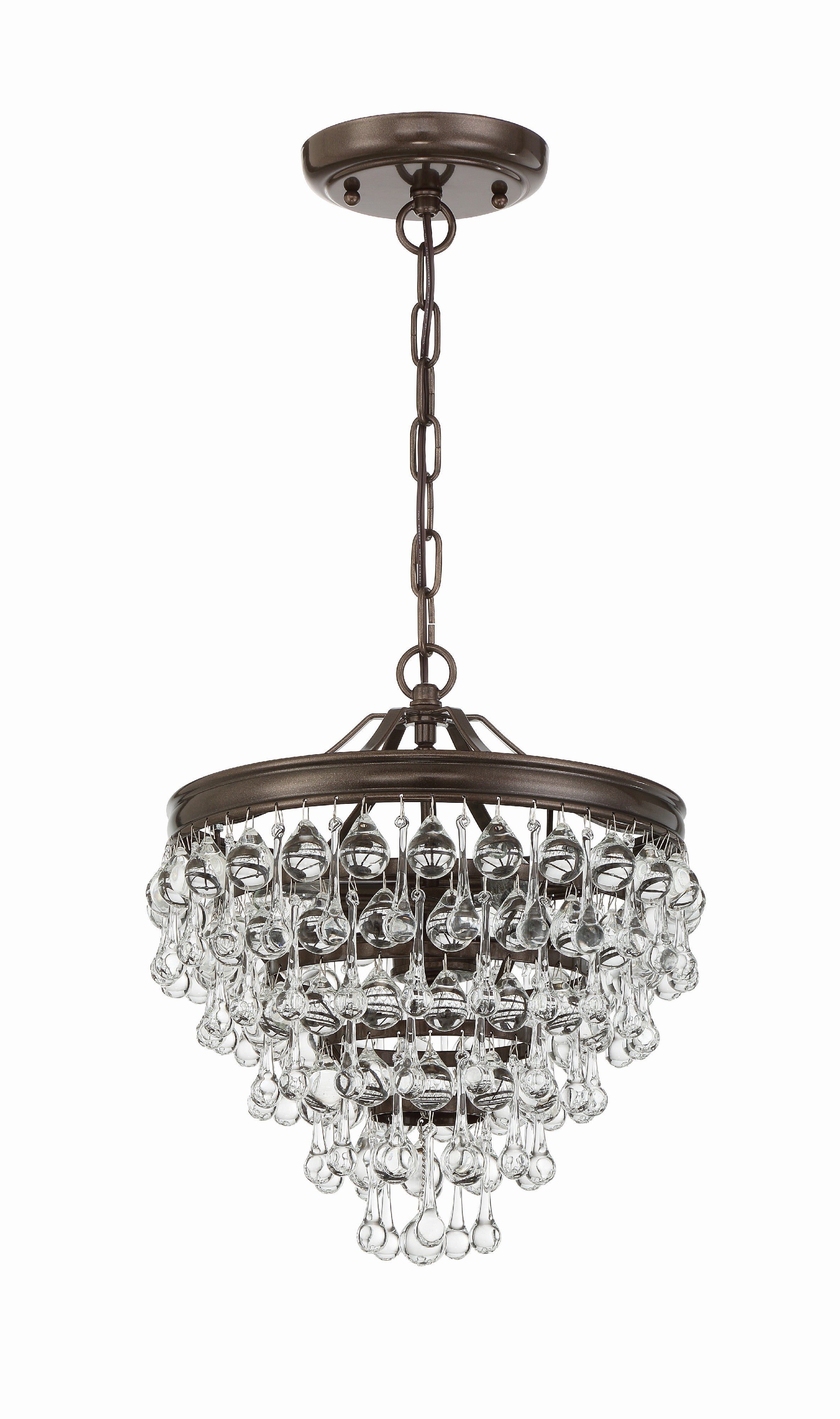 Crystorama Calypso 130-VZ – 13 Inch – 3 Light – Pendant Light – Vibrant Bronze – Damp Rated