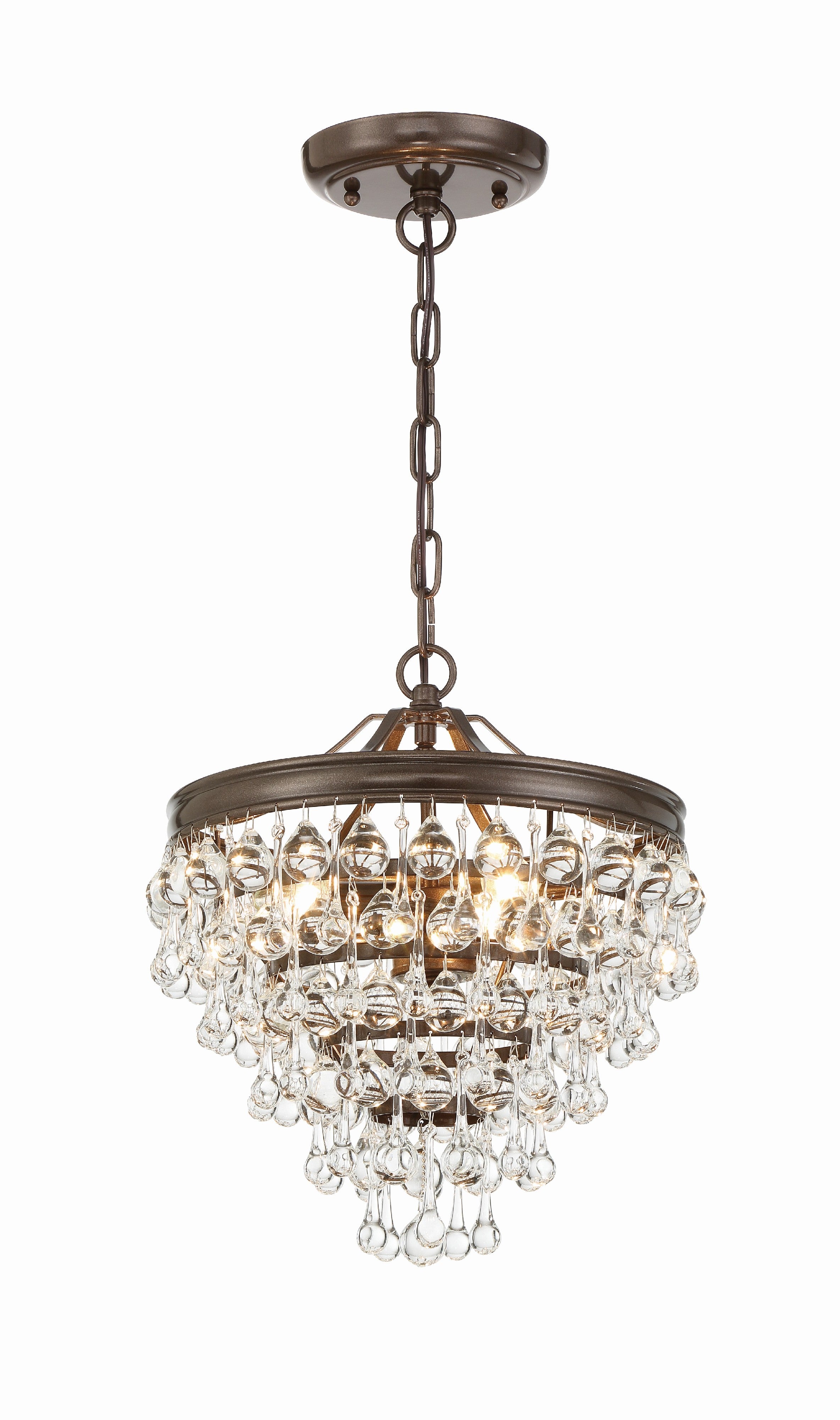 Crystorama Calypso 130-VZ – 13 Inch – 3 Light – Pendant Light – Vibrant Bronze – Damp Rated