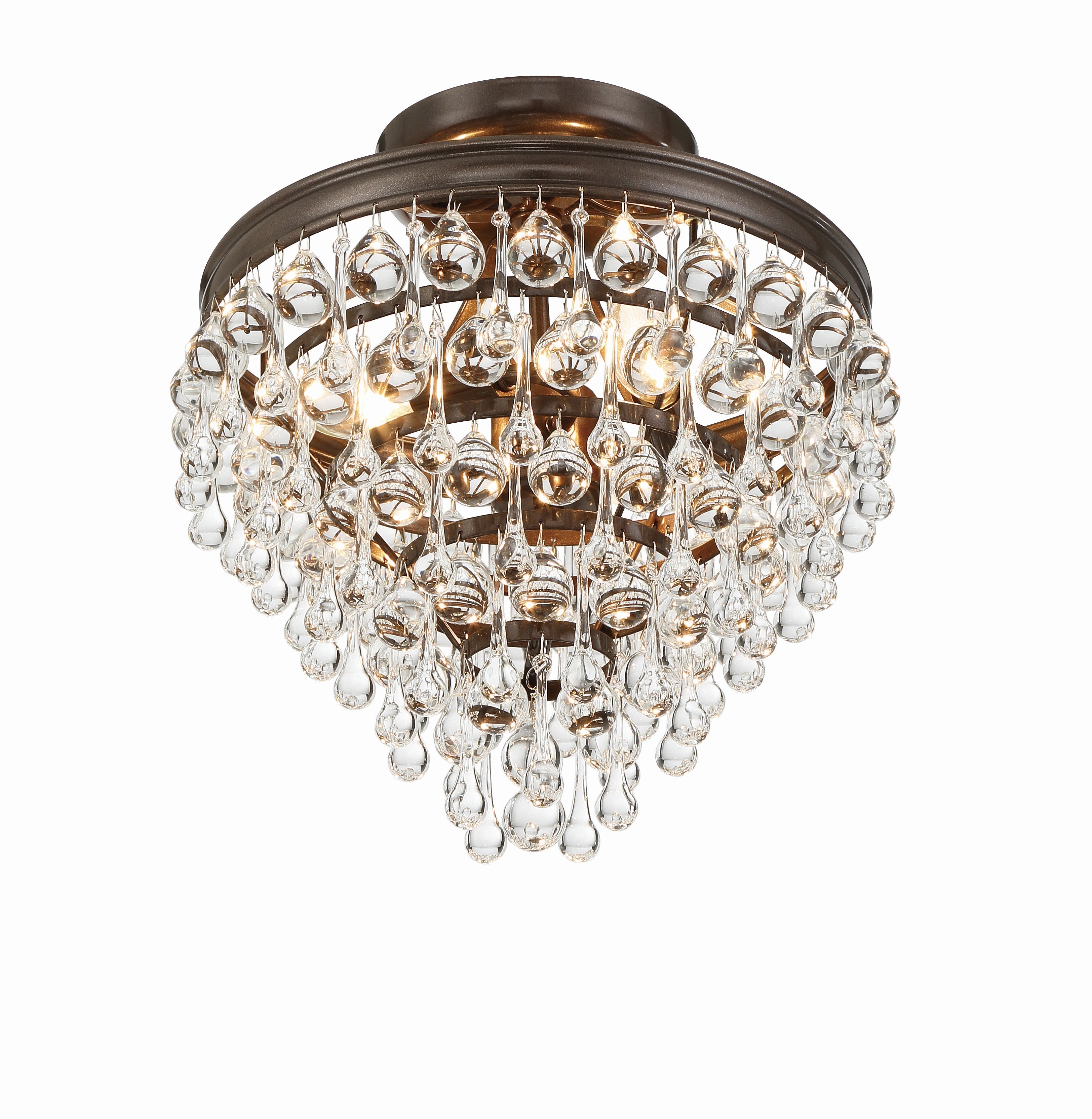 Crystorama Calypso 130-VZ_CEILING – 13 Inch – 3 Light – Semi Flush Mount Light – Vibrant Bronze – Damp Rated
