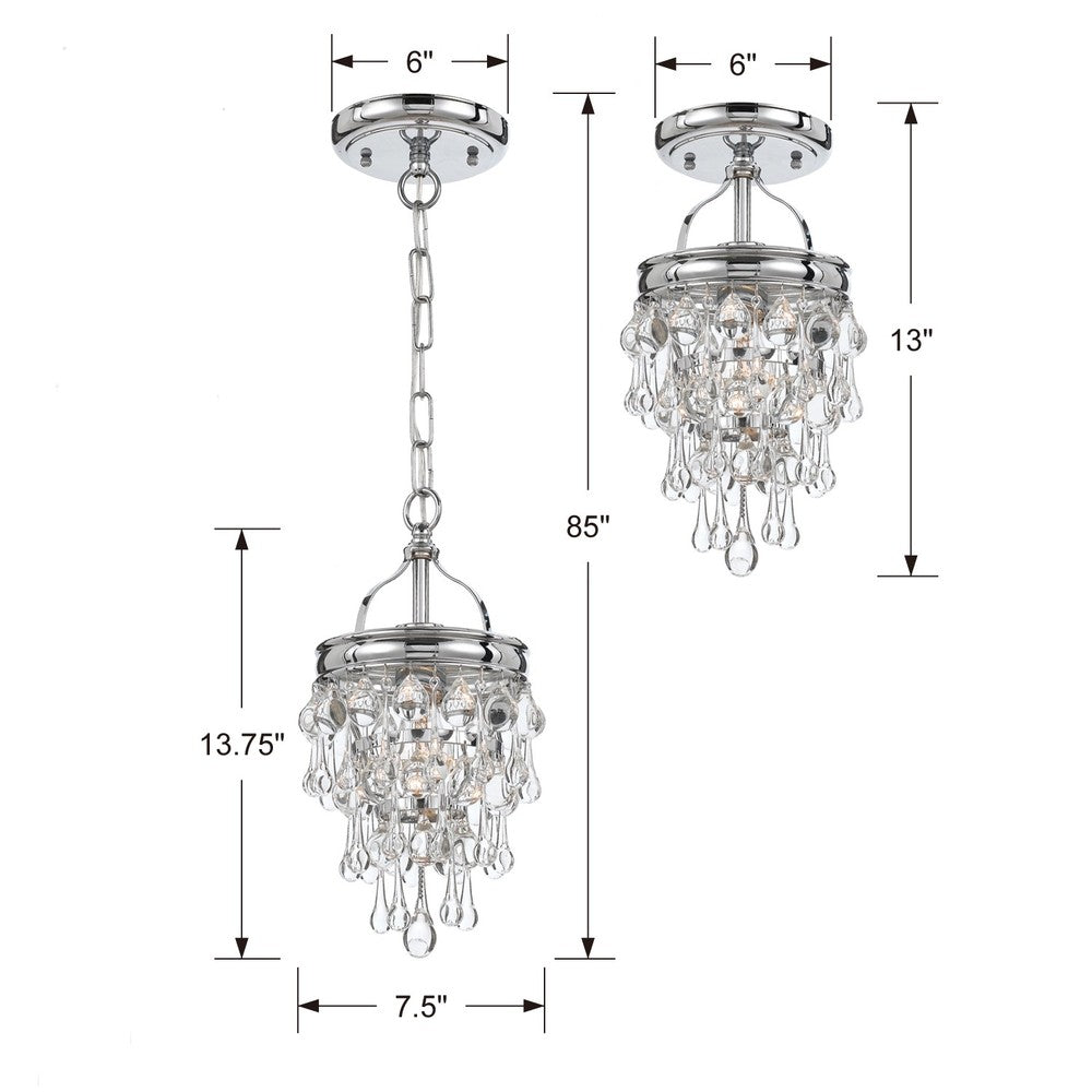 Crystorama CALYPSO 131-CH_CEILING Semi Flush Mt Modern - Polished Chrome