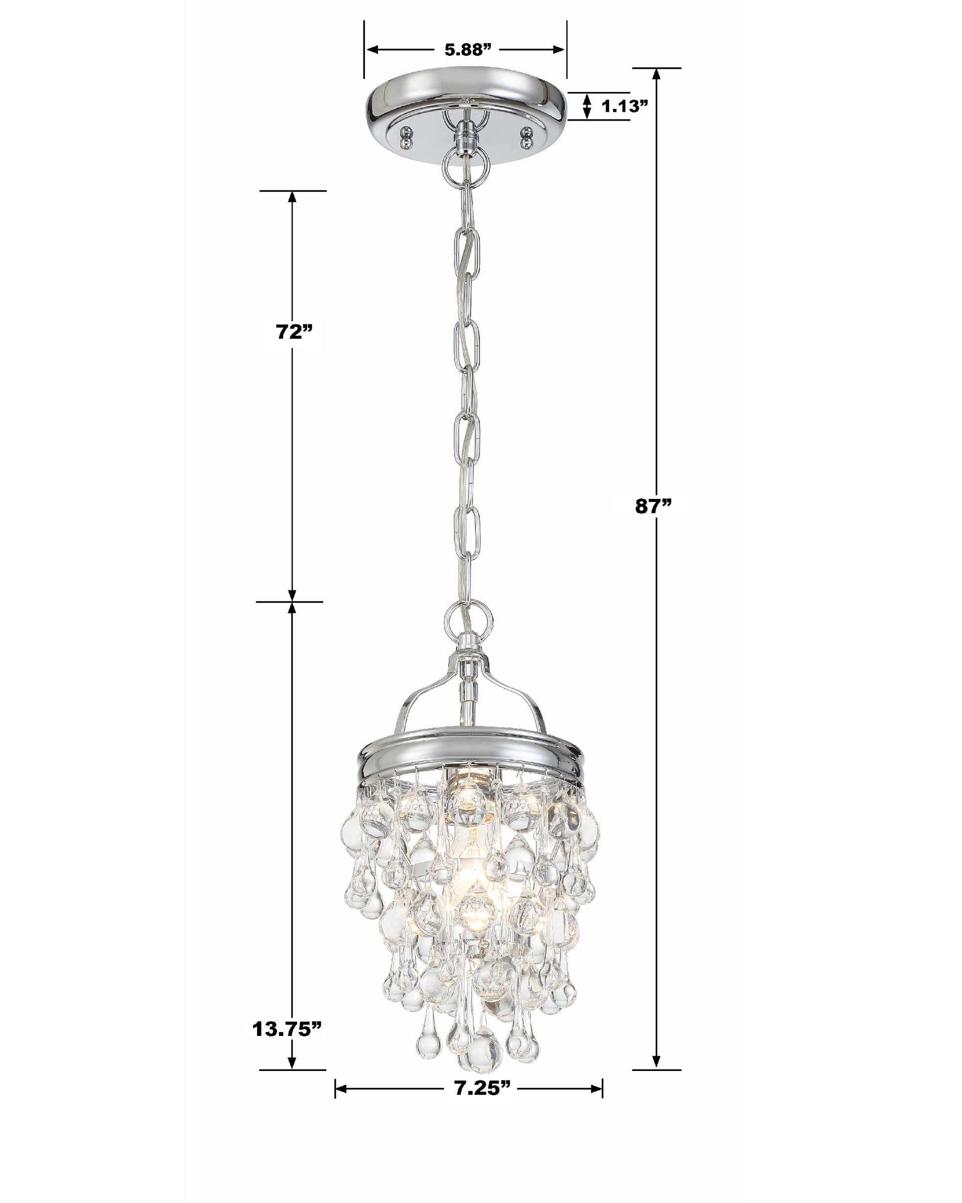Crystorama Calypso 131-CH – 7.25 Inch – 1 Light – Pendant Light – Polished Chrome – Damp Rated