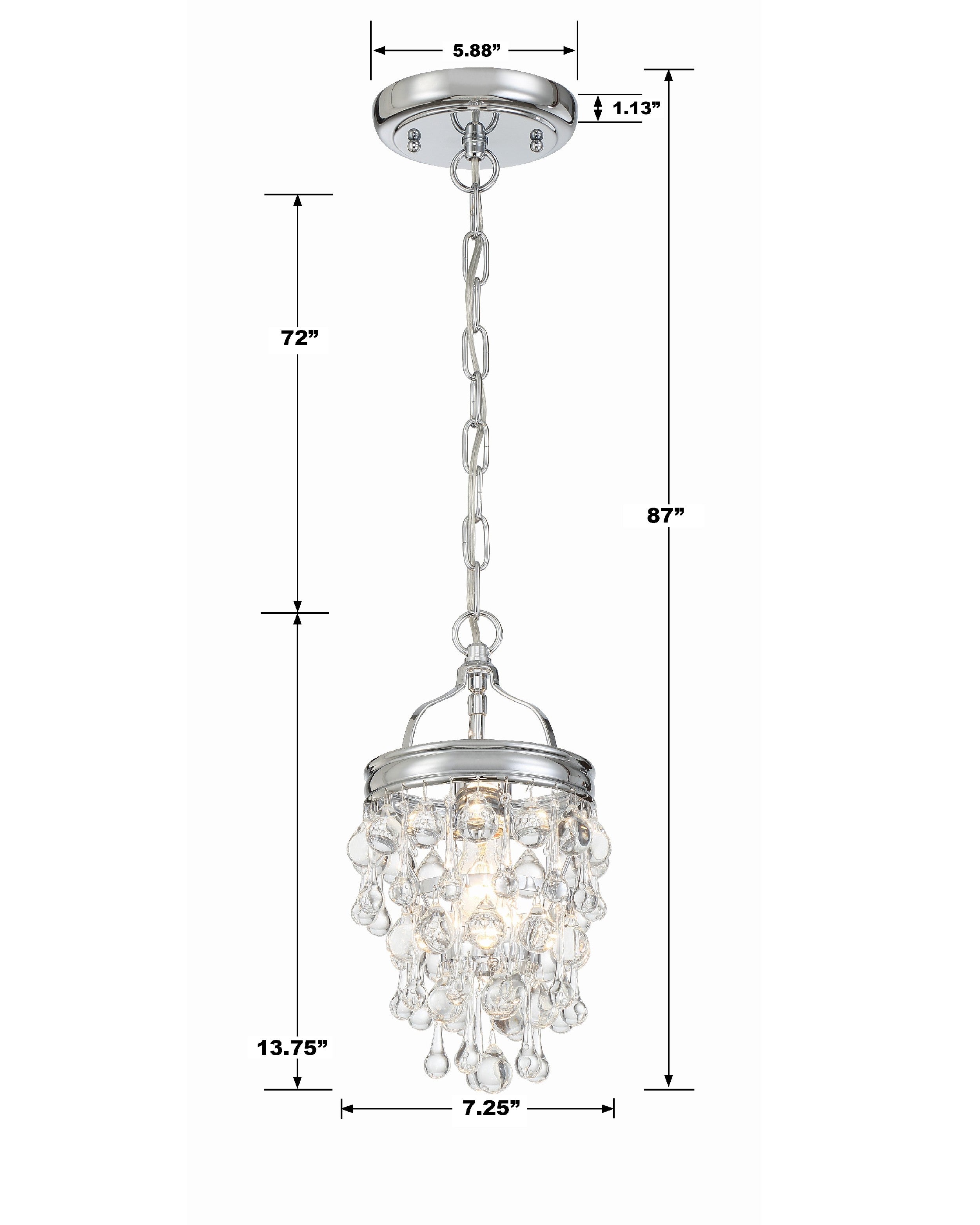 Crystorama Calypso 131-CH – 7.25 Inch – 1 Light – Pendant Light – Polished Chrome – Damp Rated