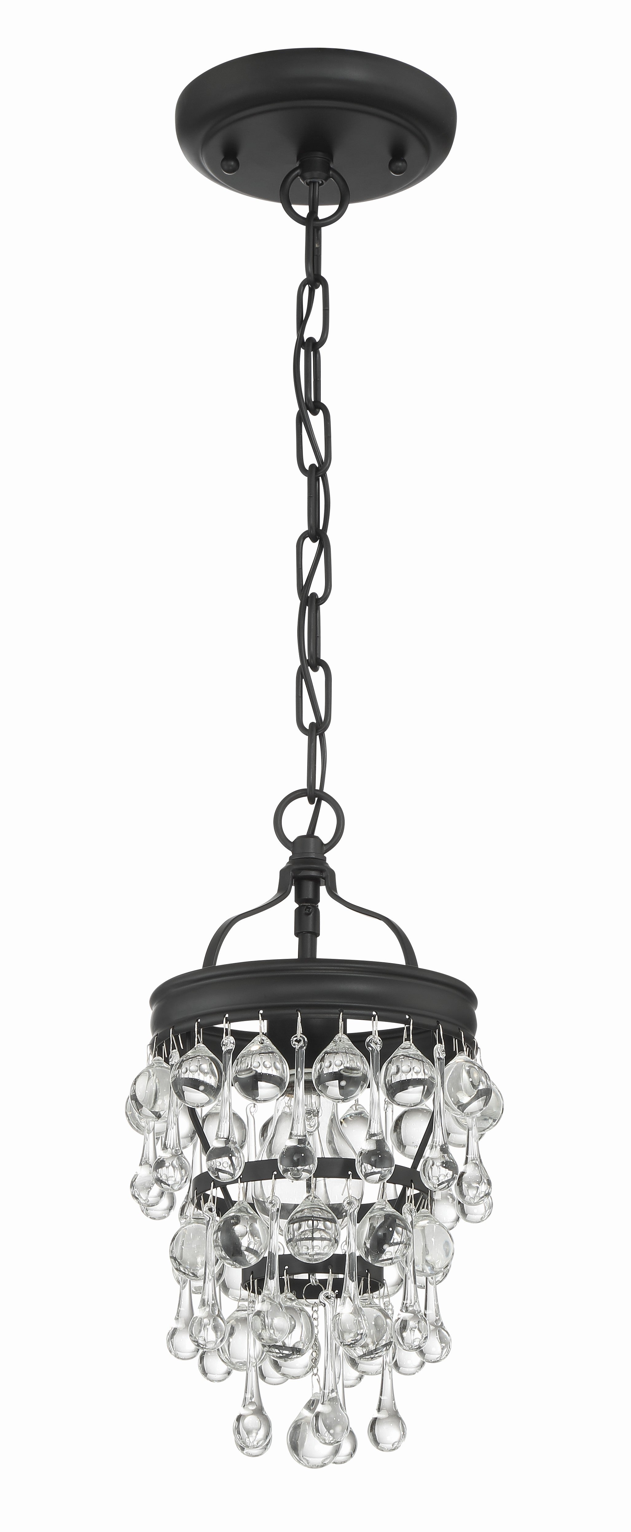 Crystorama Calypso 131-MK – 7.25 Inch – 1 Light – Pendant Light – Matte Black – Damp Rated