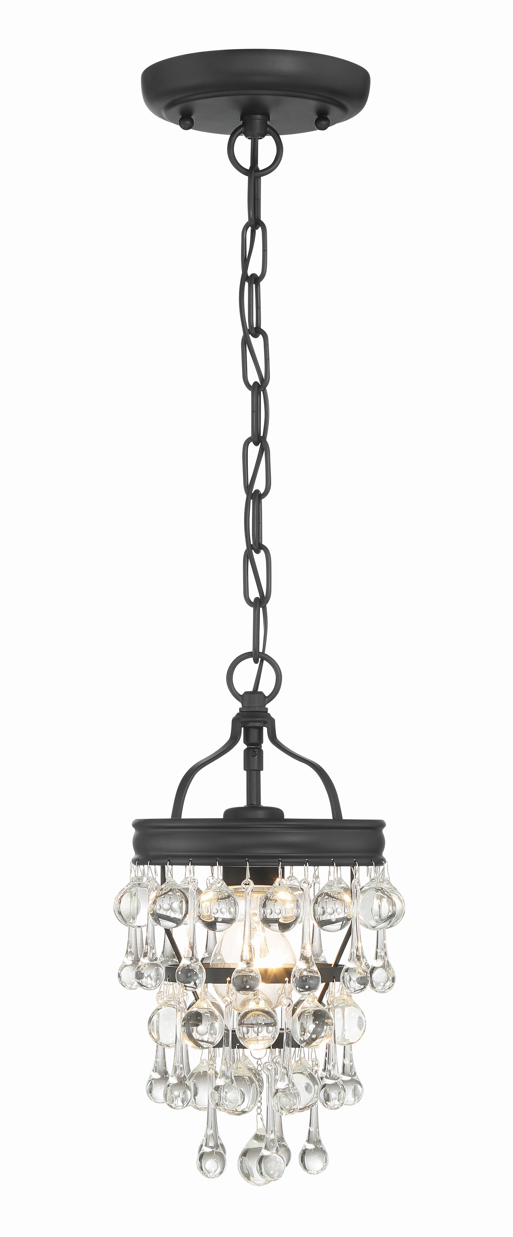 Crystorama Calypso 131-MK – 7.25 Inch – 1 Light – Pendant Light – Matte Black – Damp Rated