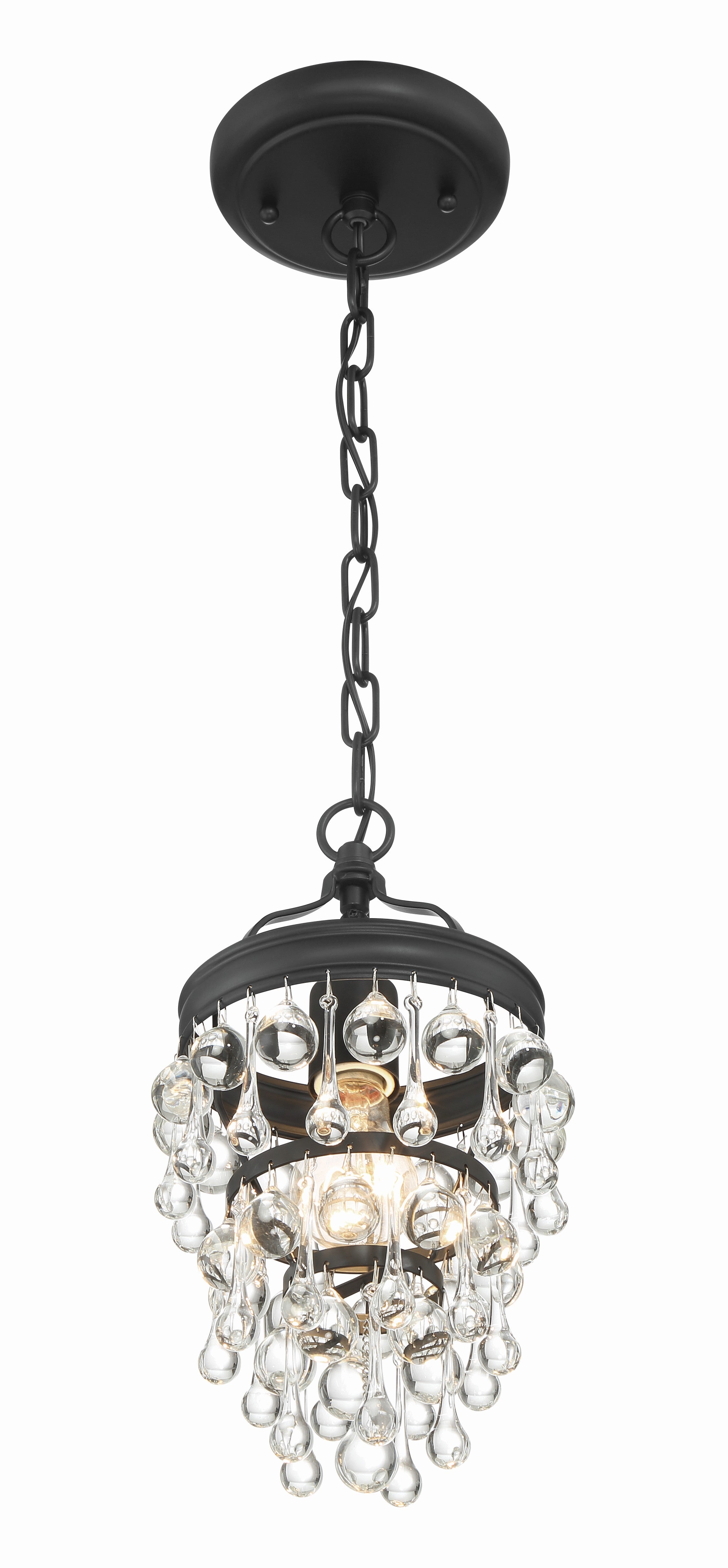 Crystorama Calypso 131-MK – 7.25 Inch – 1 Light – Pendant Light – Matte Black – Damp Rated
