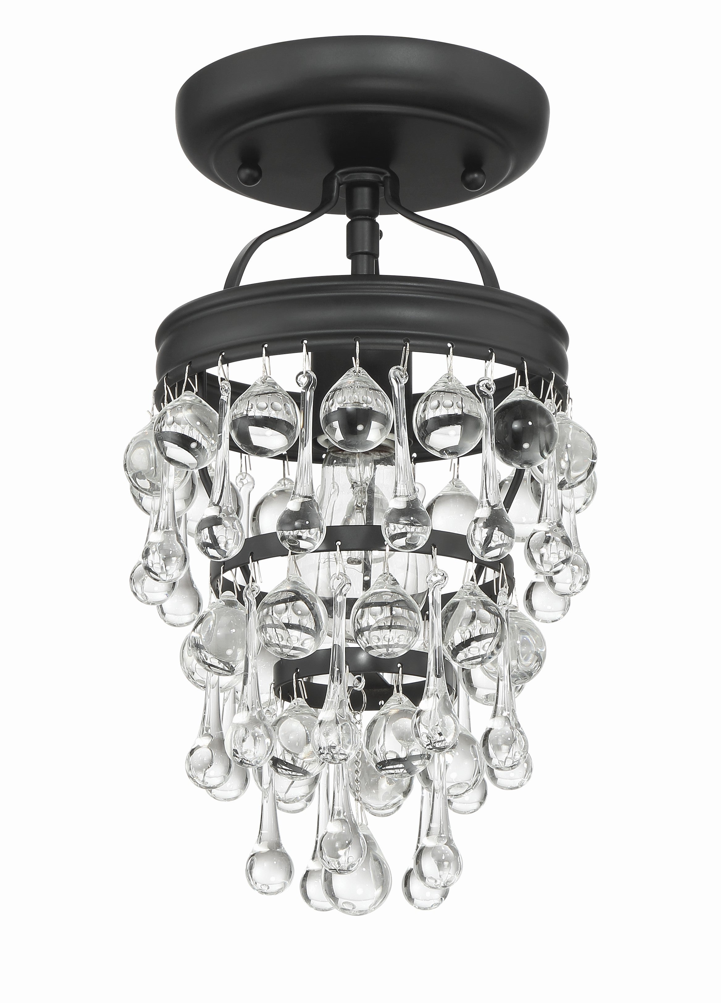 Crystorama Calypso 131-MK_CEILING – 7.25 Inch – 1 Light – Semi Flush Mount Light – Matte Black – Damp Rated