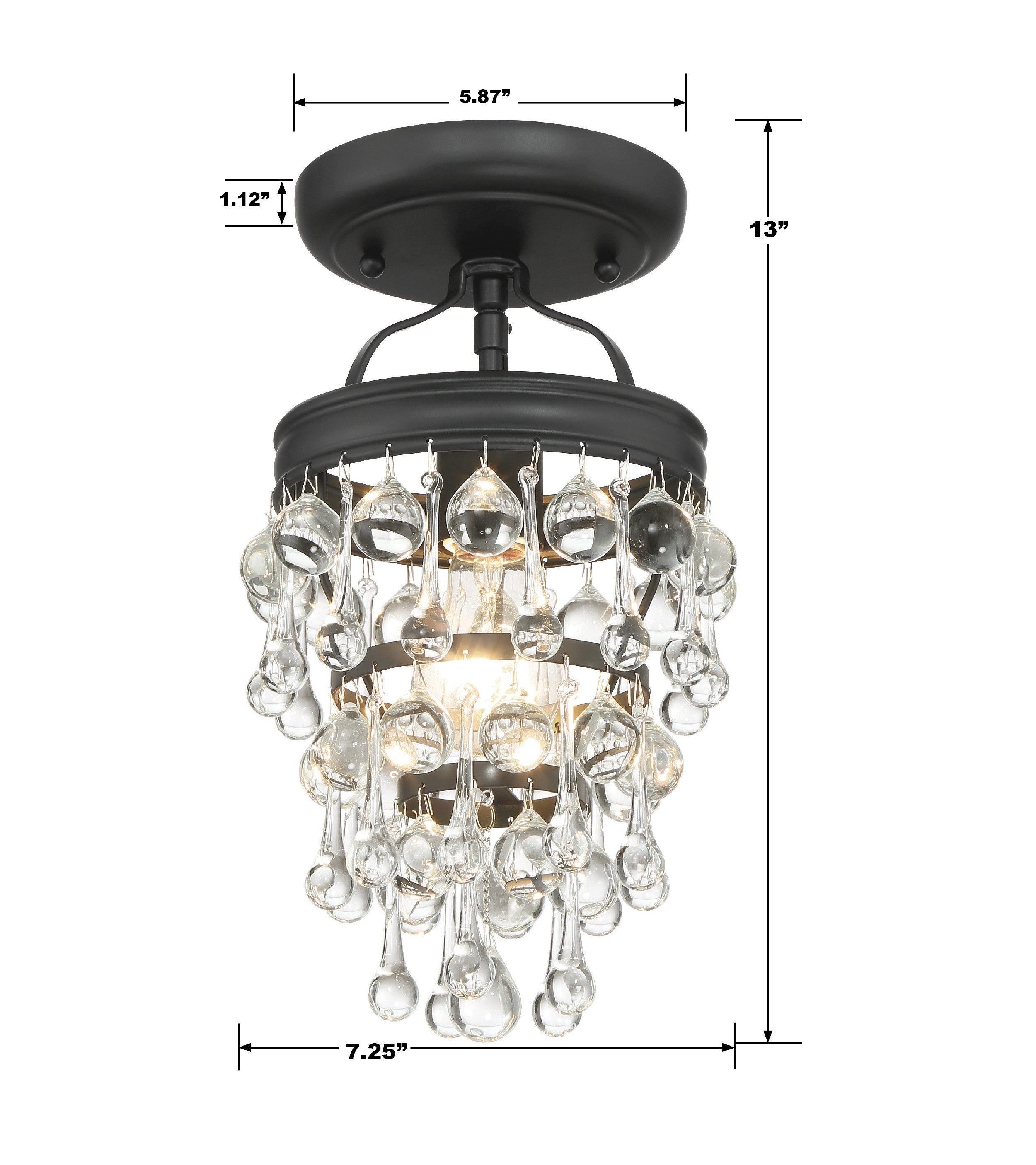 Crystorama Calypso 131-MK_CEILING – 7.25 Inch – 1 Light – Semi Flush Mount Light – Matte Black – Damp Rated