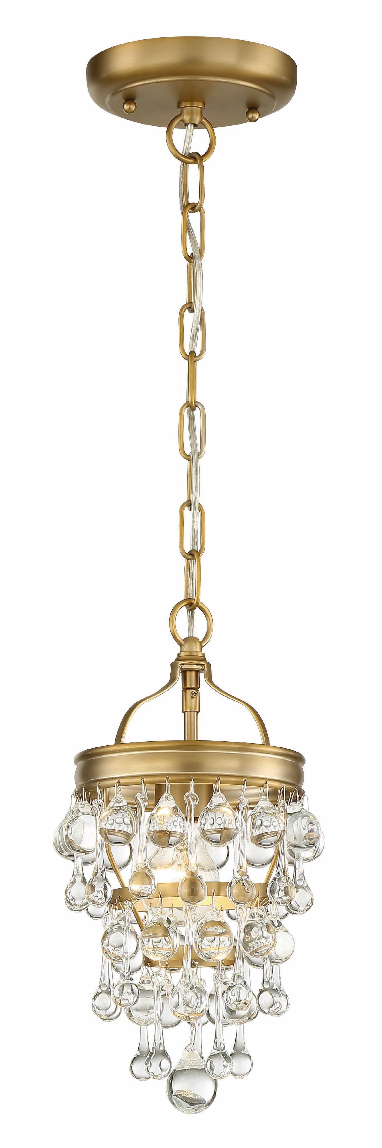 Crystorama Calypso 131-VG – 7.25 Inch – 1 Light – Pendant Light – Vibrant Gold – Damp Rated