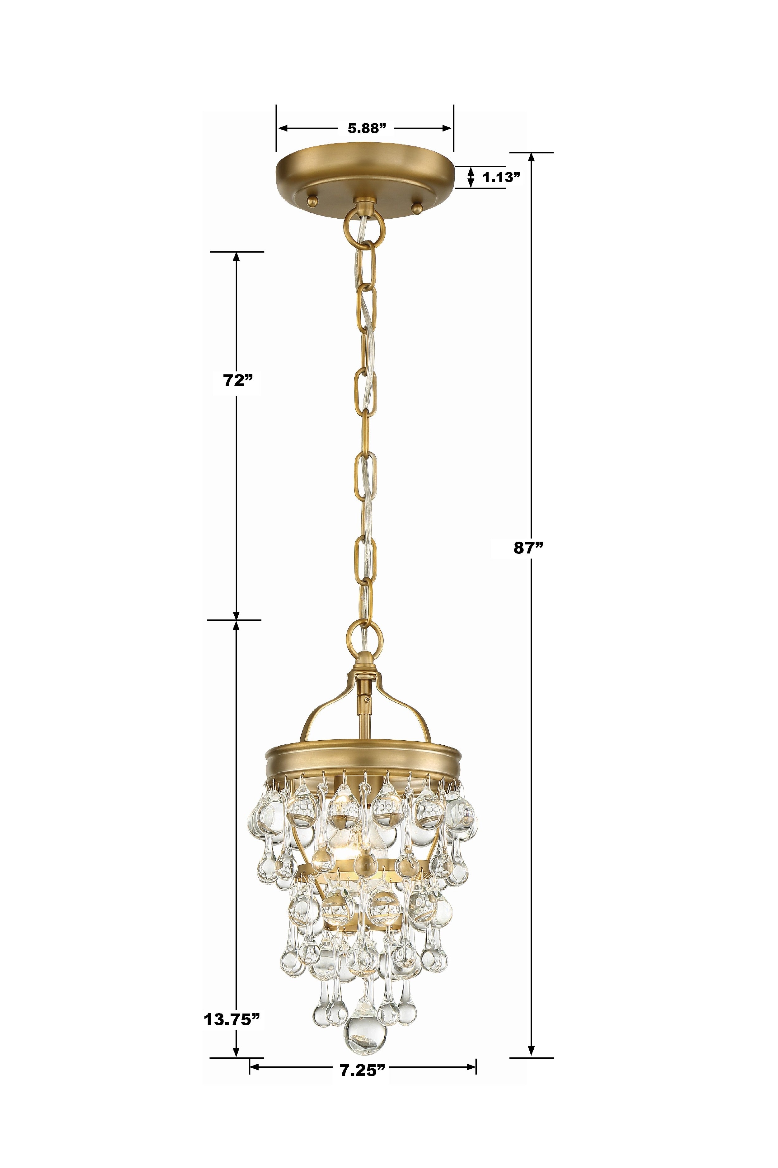 Crystorama Calypso 131-VG – 7.25 Inch – 1 Light – Pendant Light – Vibrant Gold – Damp Rated
