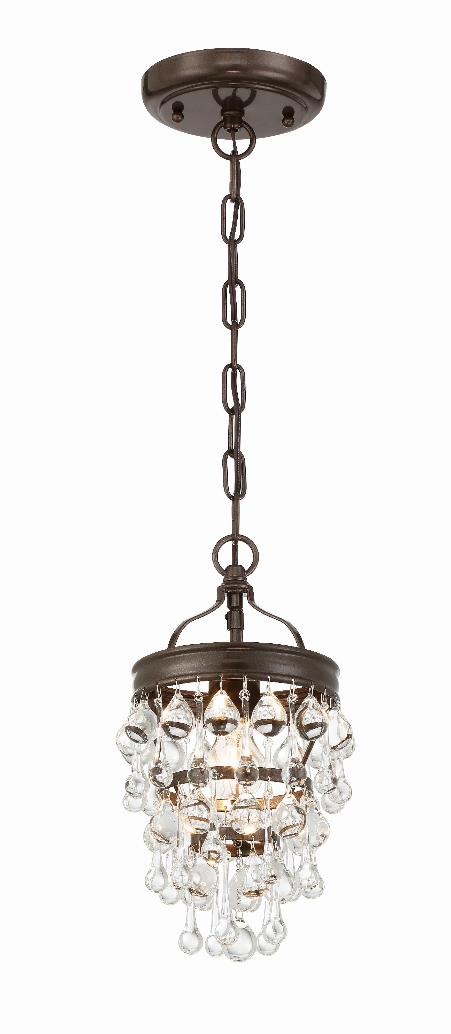 Crystorama Calypso 131-VZ – 7.25 Inch – 1 Light – Pendant Light – Vibrant Bronze – Damp Rated