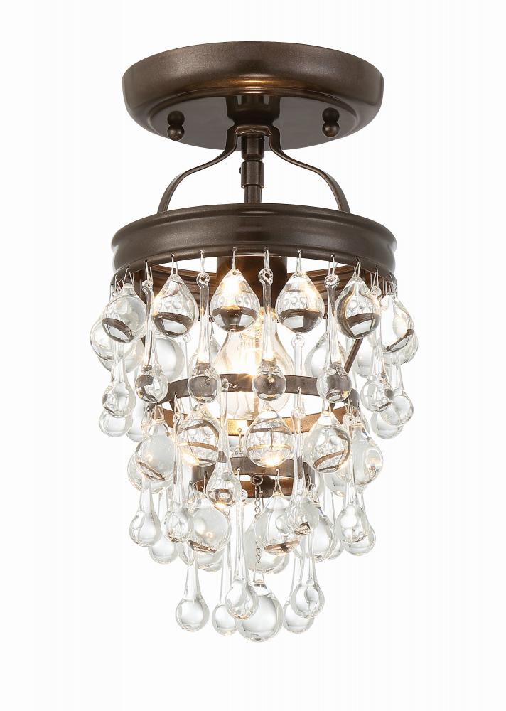 Crystorama 131-VZ_CEILING Calypso 1 Light Crystal Teardrop, Damp Rated, Vibrant Bronze